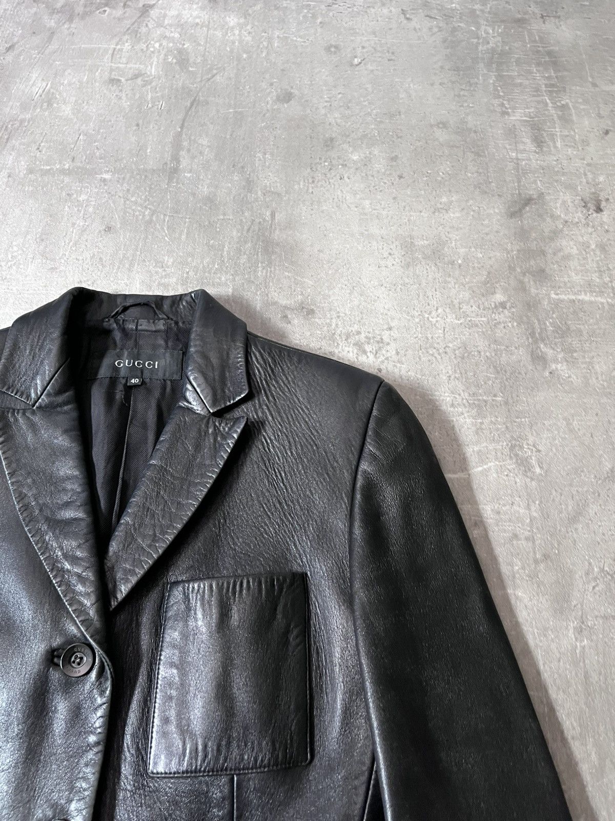 Gucci Gucci F/W 1998 by Tom Ford Leather blazer jacket black Size L / US 10 / IT 46 - 6 Thumbnail