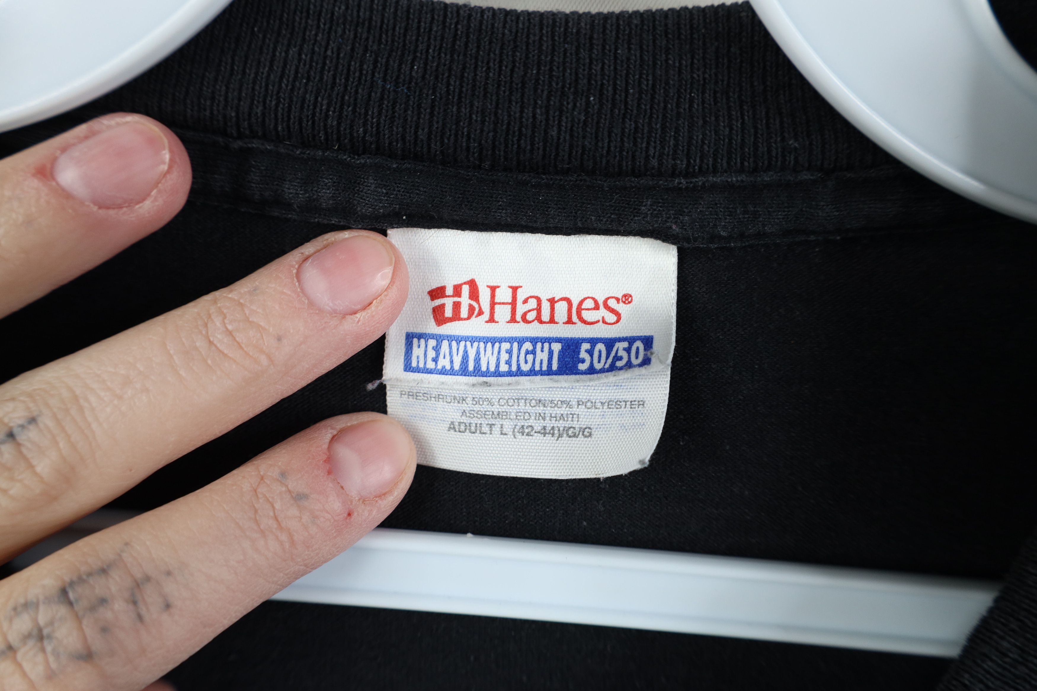 Hanes Vintage 90s Y2K Hanes Heavyweight Short Sleeve T-Shirt Black Size US L / EU 52-54 / 3 - 6 Thumbnail