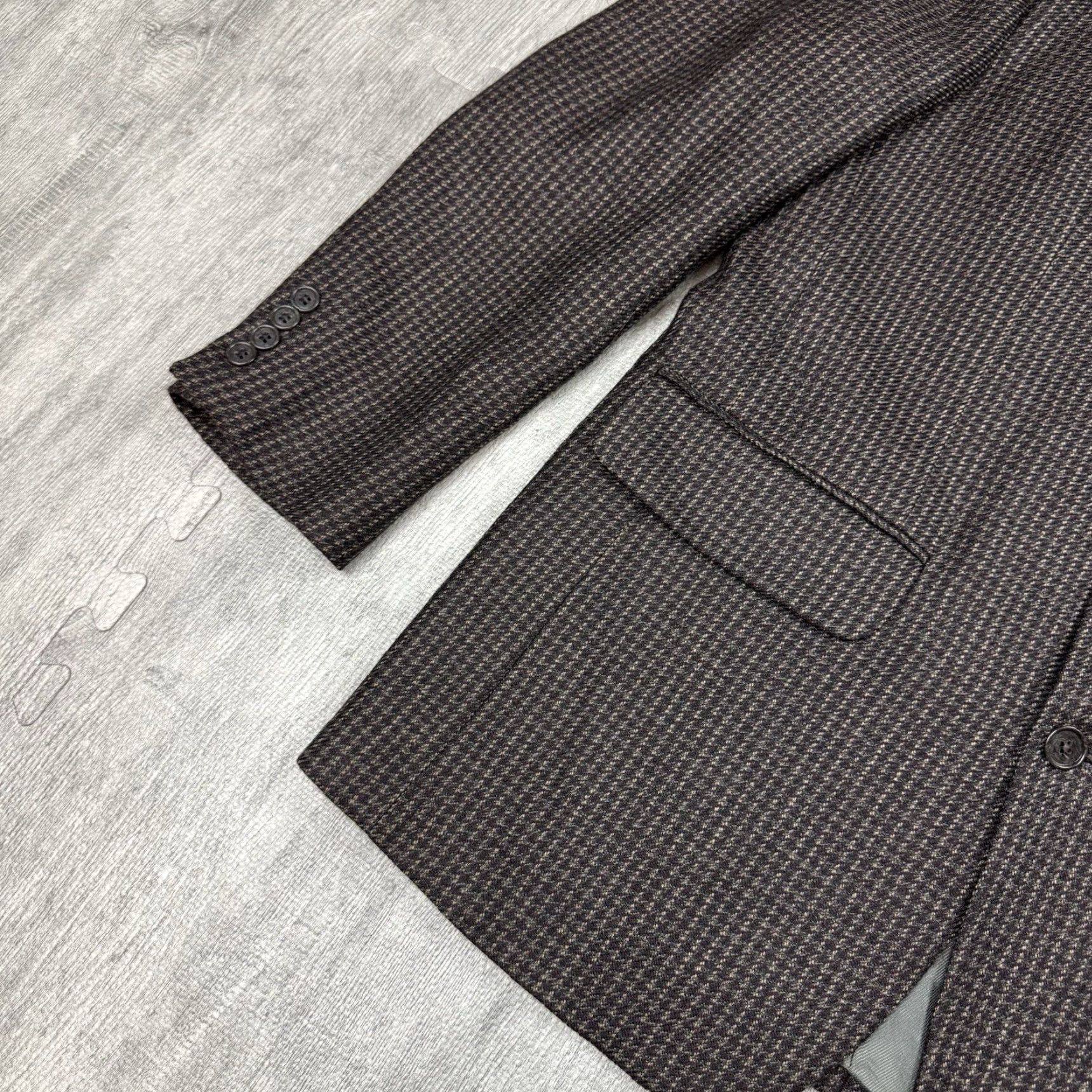 Oscar De La Renta VINTAGE Oscar de la Renta Men's Wool Blazer Sport Coat Houndstooth Gray 40R Classic 90s Size 40R - 3 Thumbnail