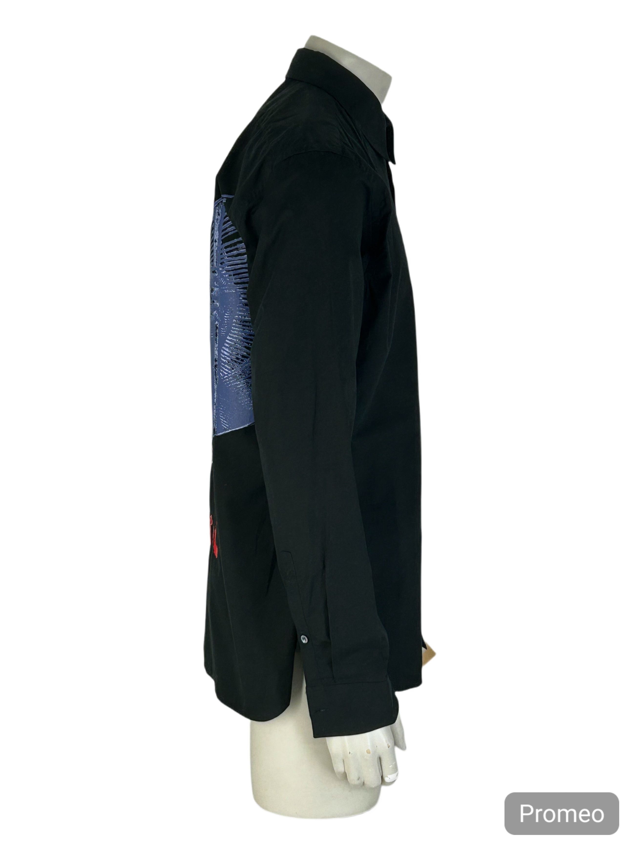 John Galliano JohnGalliano Black Cotton Shirt With Printed Graphic On Back Size US XXL / EU 58 / 5 - 2 Thumbnail