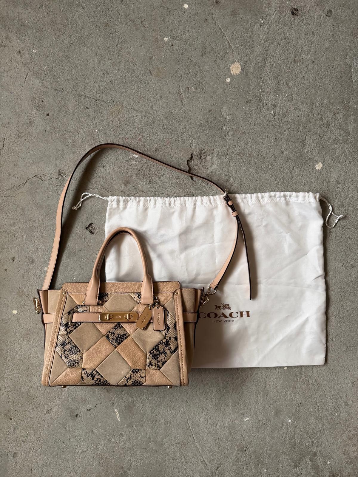 Coach Coach 2Way Swagger Embossed Patchwork Shoulder Bag Beige Size ONE SIZE - 1 Thumbnail