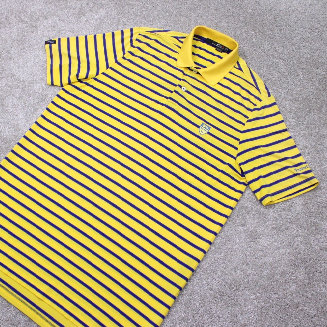 RLX Ralph Lauren RLX Ralph Lauren Polo Shirt Mens Medium Yellow/Blue Split Hem Polyester Stretch Polo Shirt Mens Medium Yellow/Blue Size US M / EU 48-50 / 2 - 3 Thumbnail