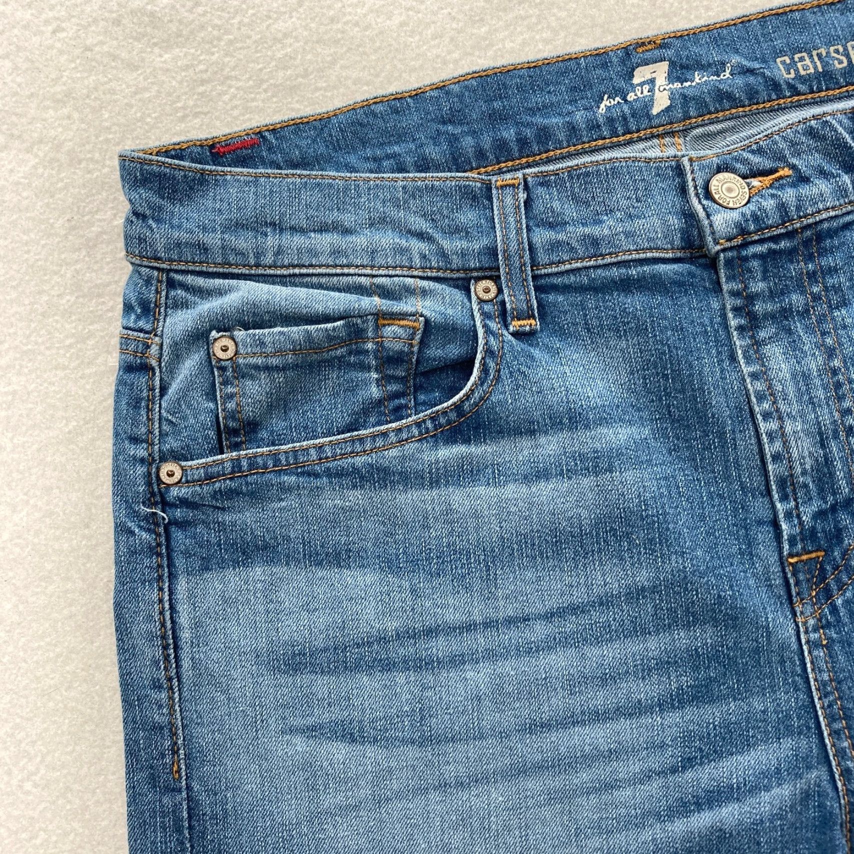 7 For All Mankind 7 For All Mankind Carsen Straight Jeans Mens 34x29 Blue Stretch Denim Casual Size US 34 / EU 50 - 3 Thumbnail