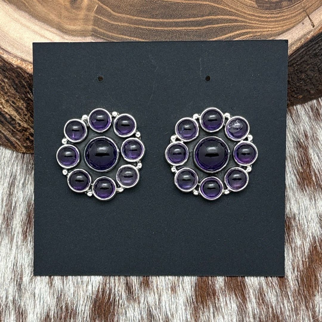Other FEDERICO JIMENEZ Sterling & Amethyst Cluster Post Earrings Size ONE SIZE - 1 Thumbnail