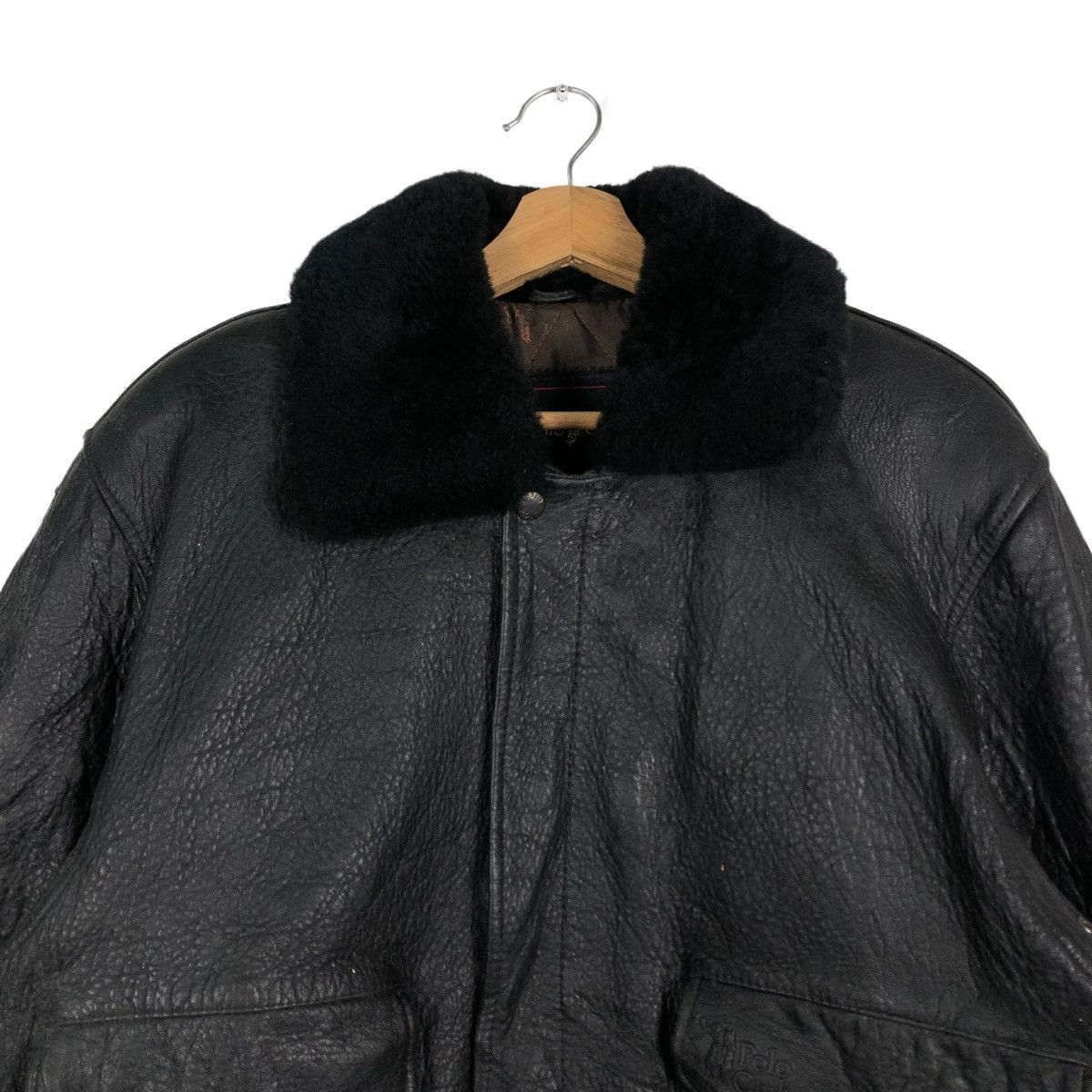 Japanese Brand RICH BLACK - VINTAGE BIKER LEATHER JACKET POLO CLUB BIGLOGO Size US M / EU 48-50 / 2 - 3 Thumbnail