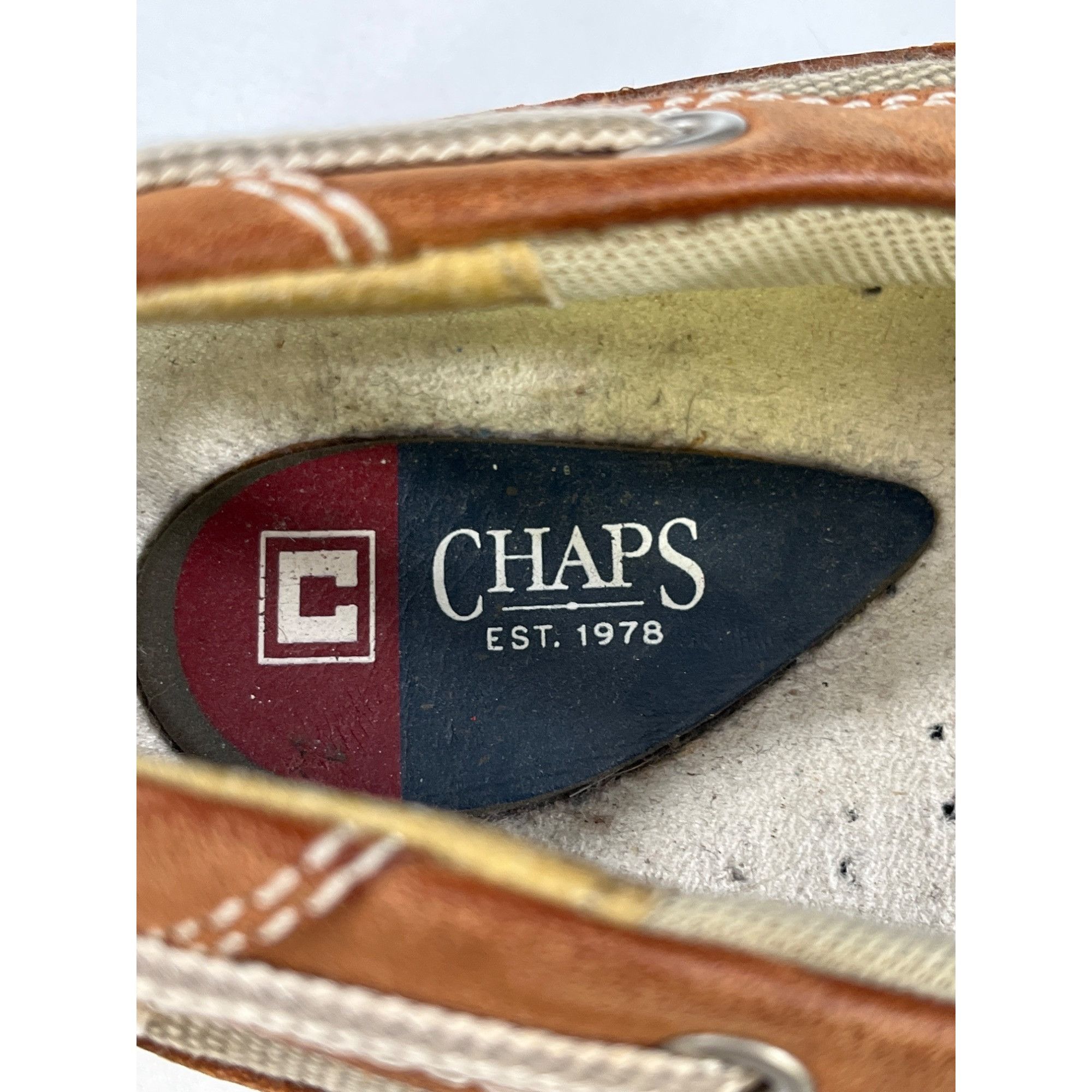 Chaps Chaps Men's Tan Leather Boat Shoes/Lace Up Size 10.5M SKU 59 Size US 10.5 / EU 43-44 - 6 Thumbnail