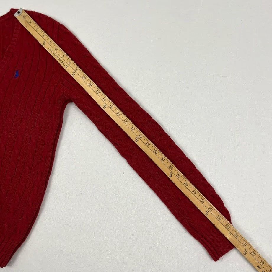 Polo Ralph Lauren VTG Ralph Lauren Sport Sweater Womens L Red Cable Knit Jumper Preppy Academia Size L / US 10 / IT 46 - 6 Thumbnail