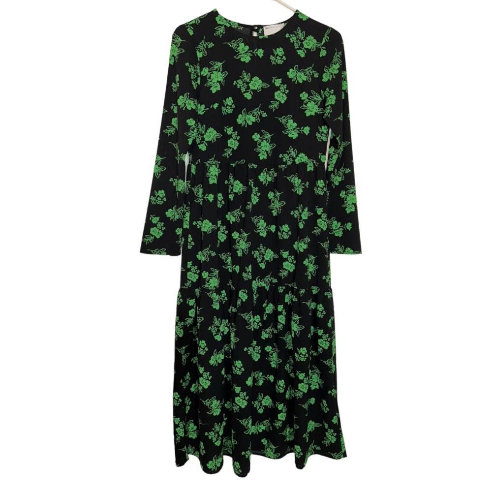 Asos ASOS l Black/Green Floral Print Maxi Dress Size 0 Size XS / US 0-2 / IT 36-38 - 2 Thumbnail