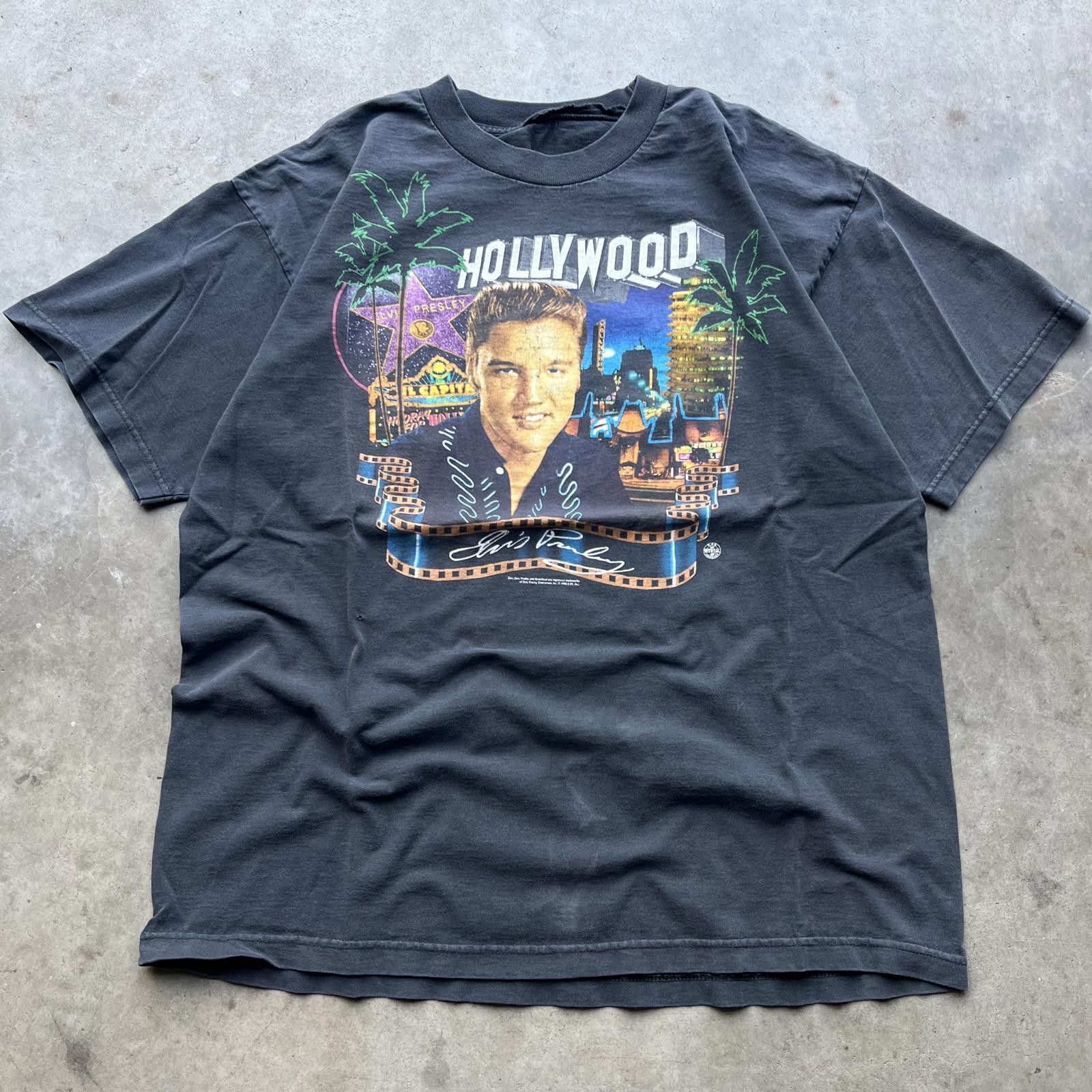 Band Tees × Vintage Vintage 90s Faded Elvis Presley Hollywood California Shirt Size US XL / EU 56 / 4 - 1 Thumbnail