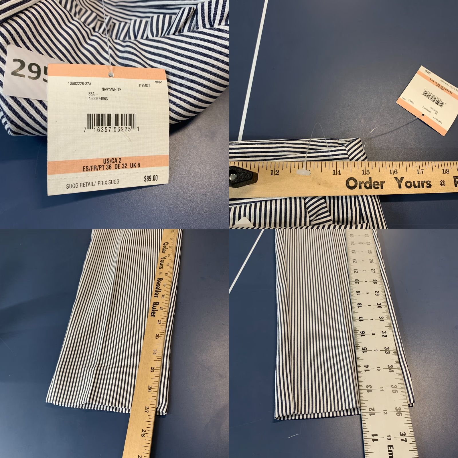 Anne Klein NEW Anne Klein Dress Pants Womens Size 2 Fits 29x27 Blue White Striped NWT Size 26" / US 2 / IT 38 - 10 Thumbnail