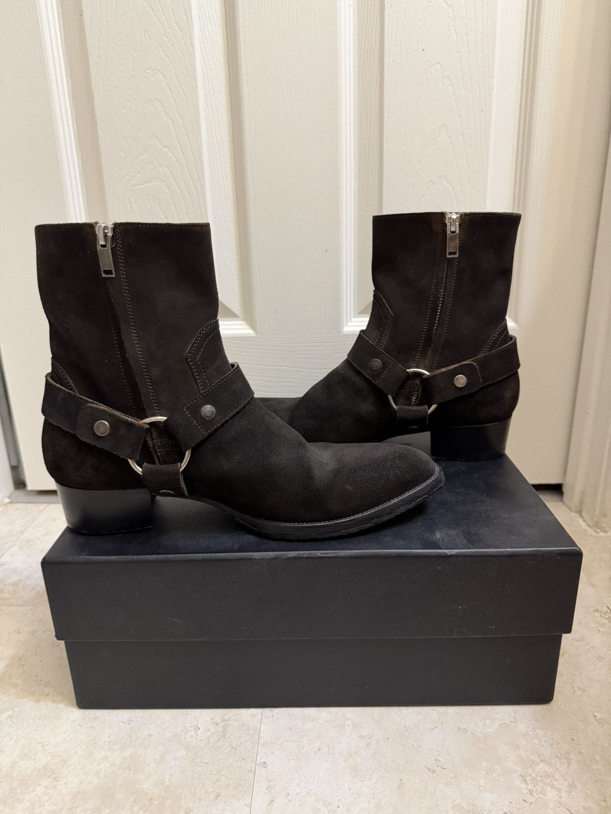 Saint Laurent Paris Saint Laurent Suede Leather Wyatt Harness Boots Dark Brown Size US 8 / EU 41 - 5 Thumbnail