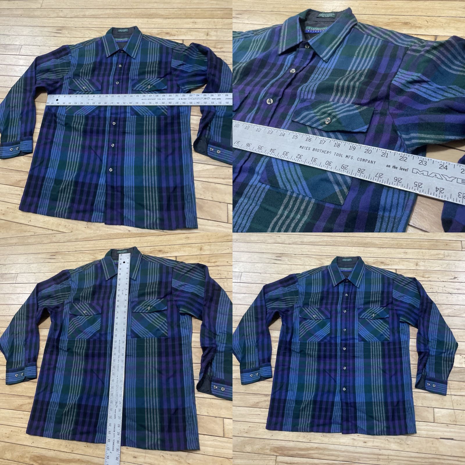 Vintage VINTAGE Claybrooke Outdoors Flannel Shirt Men 16-16.5 Purple Green Plaid 80s 90s Cotton Acrylic Button-Up Casual Workwear Fall Winter Spring Size US L / EU 52-54 / 3 - 8 Thumbnail
