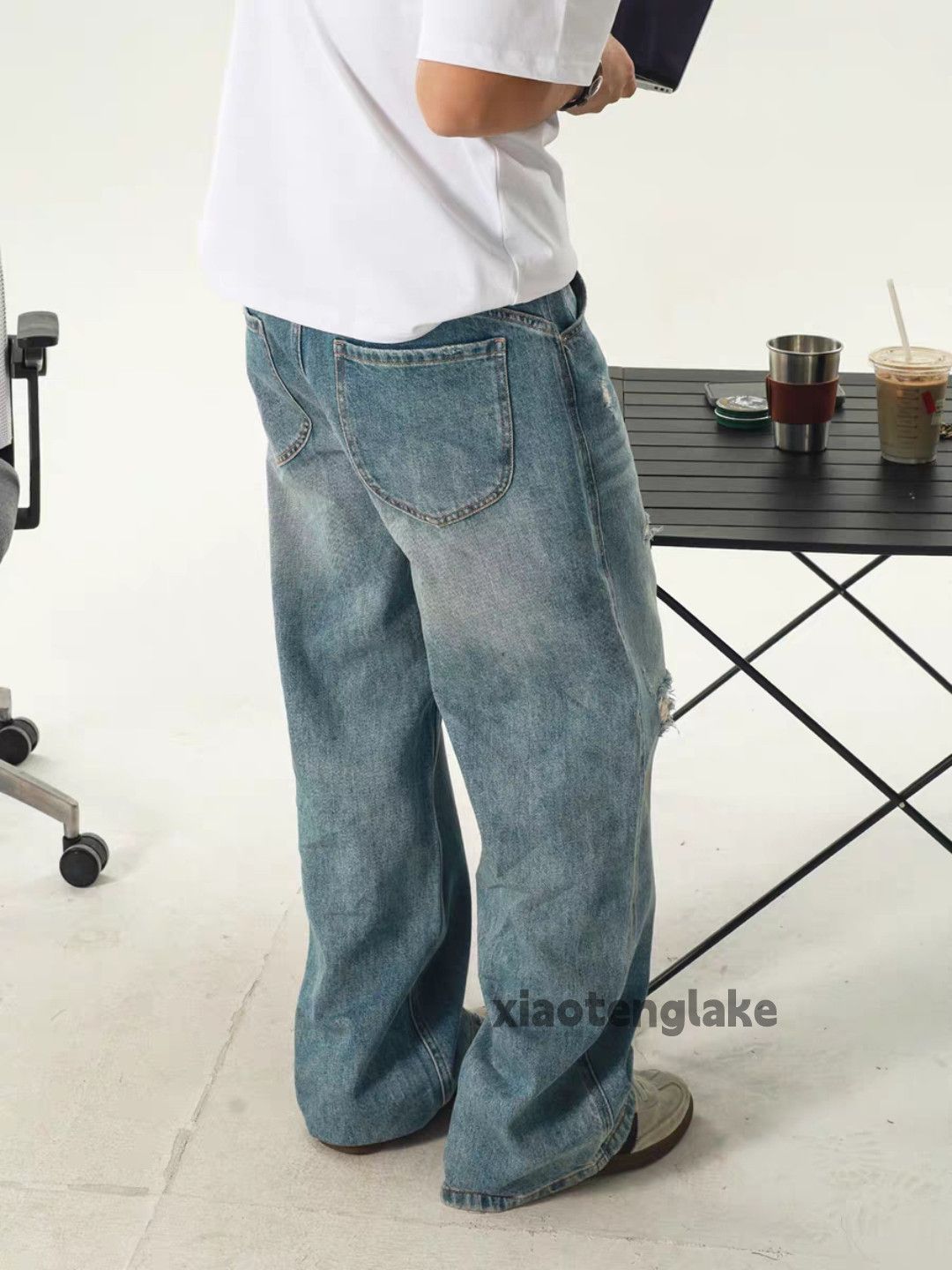 Jean Unisex outdoor faded carpenter loose baggy jeans Size US 40 / EU 56 - 3 Thumbnail