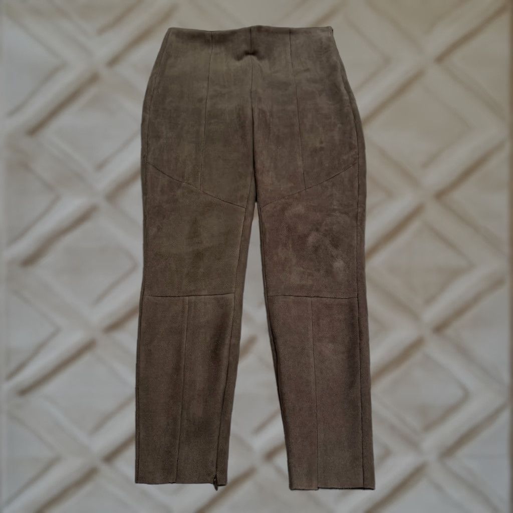 Zara Zara Basic Faux Suede High Rise Moto Trouser Pants Womens Medium Brown High Rise Size 32" / US 10 / IT 46 - 1 Thumbnail