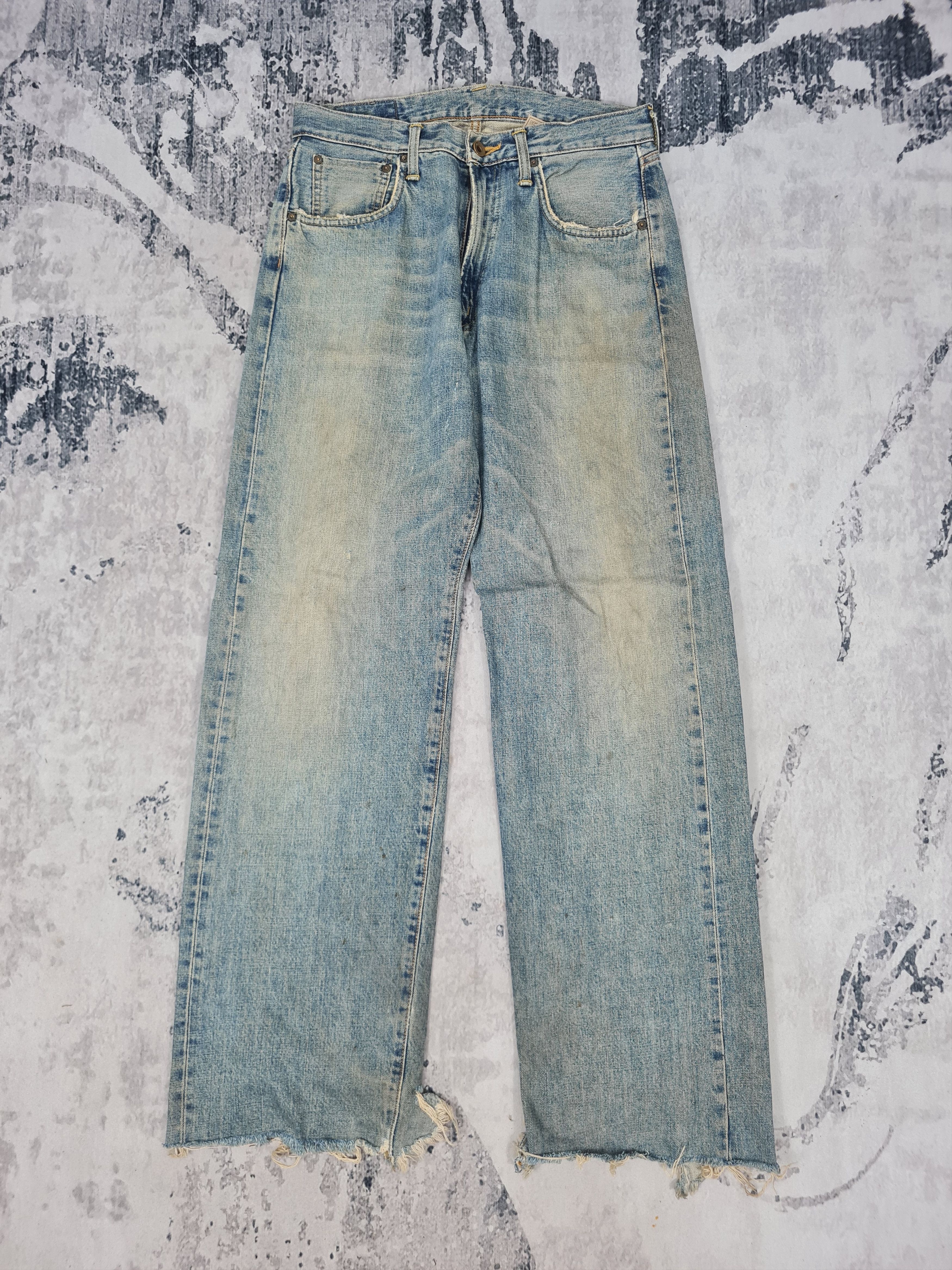 image of Distressed Denim x Edwin VTG Edwin 505 Selvedge Redline Ripped Jeans 31X31 Jb0162 in Blue, Men's