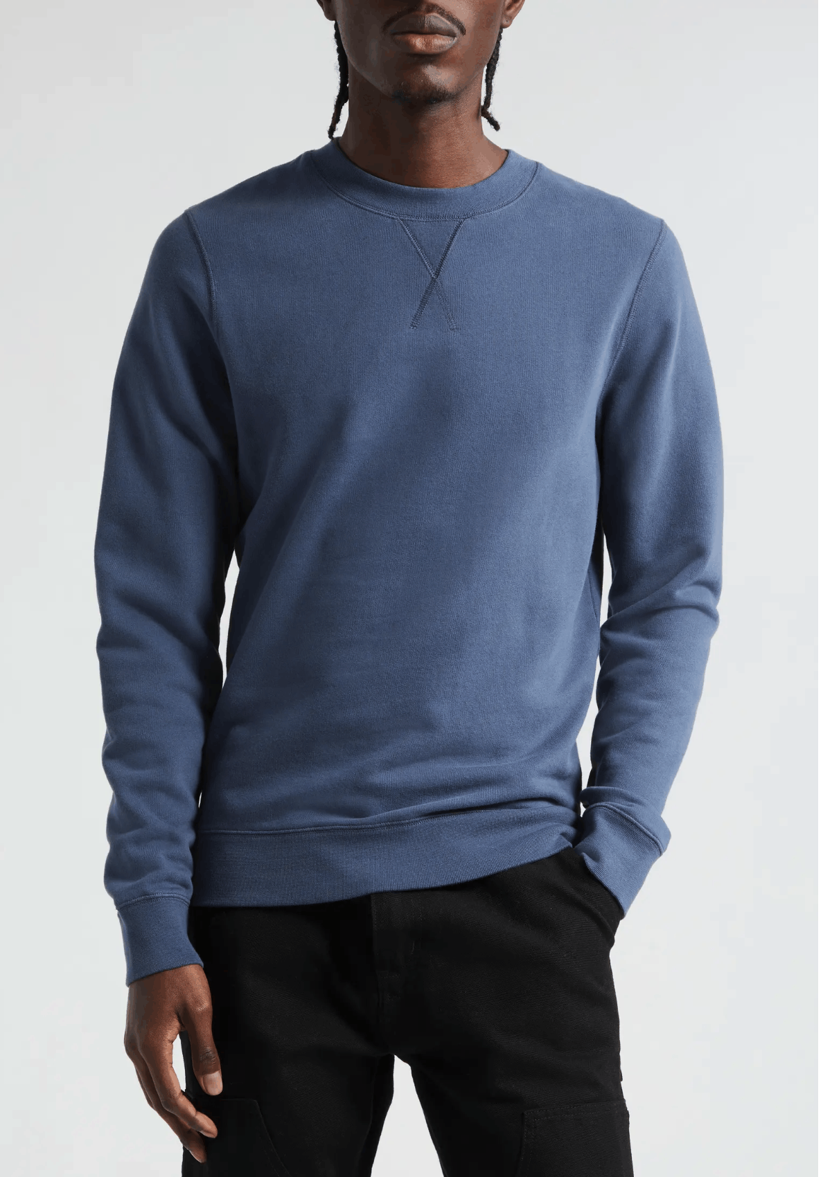 image of Sunspel Loopback Sweatshirt | Faded Slate Blue | Medium Mens