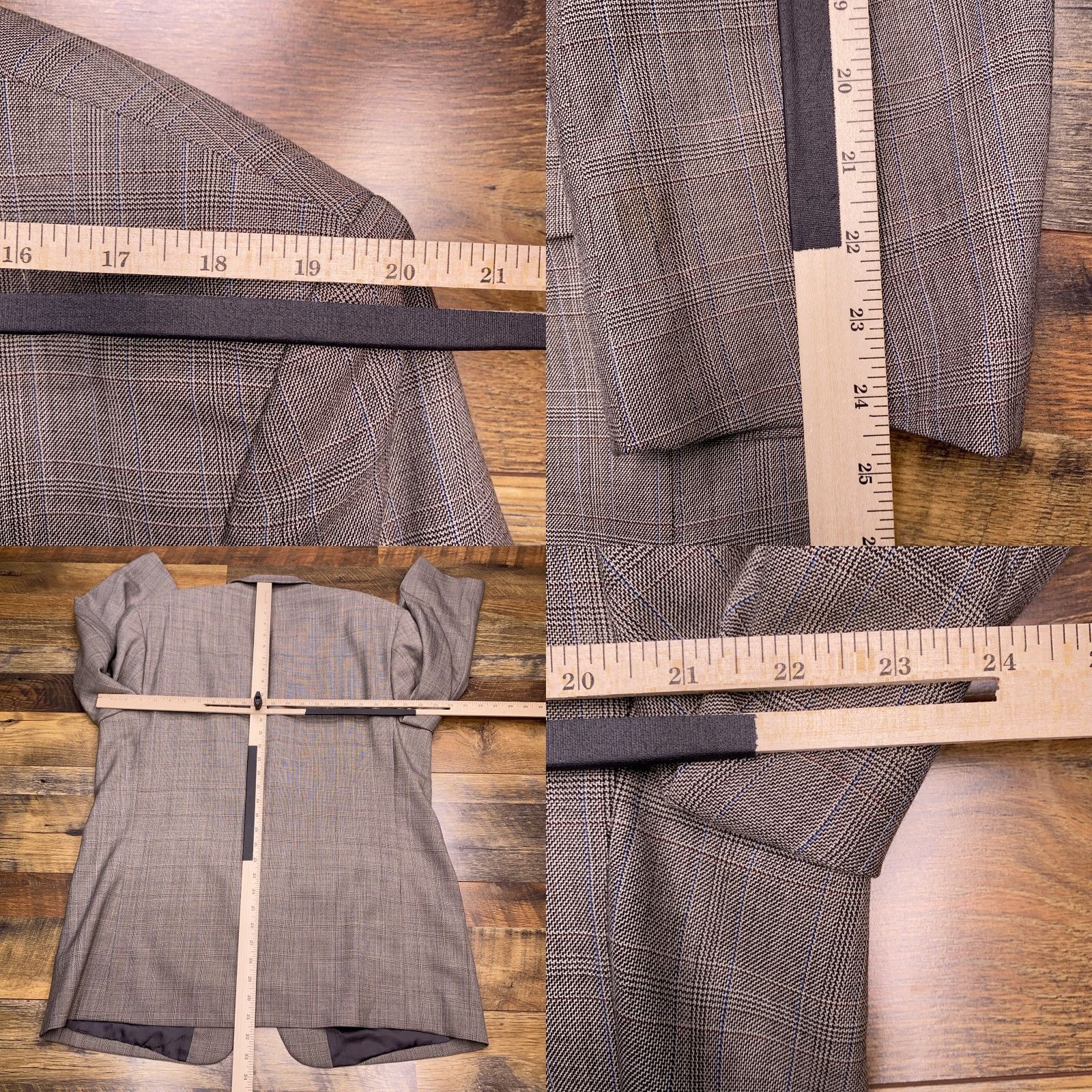 Yves Saint Laurent VINTAGE Saint Laurent Blazer Men 46 Gray Plaid Wool Sport Coat Regular Notch Lapel 3-Button/ Four-Button? Size 46R - 10 Thumbnail