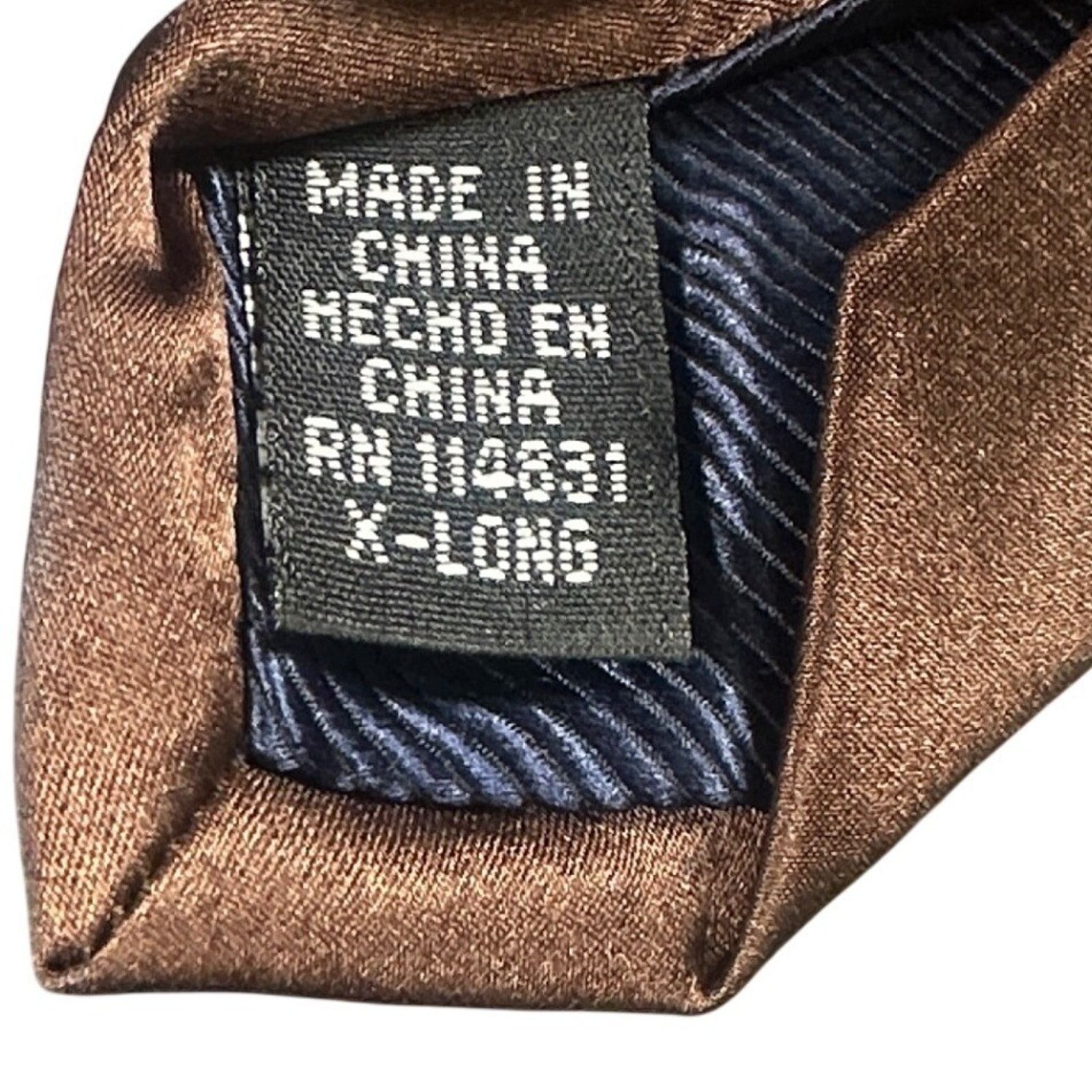 Paul Fredrick Paul Fredrick X-Long Brown Satin Silk Blend Dress Tie NWT Size ONE SIZE - 5 Thumbnail