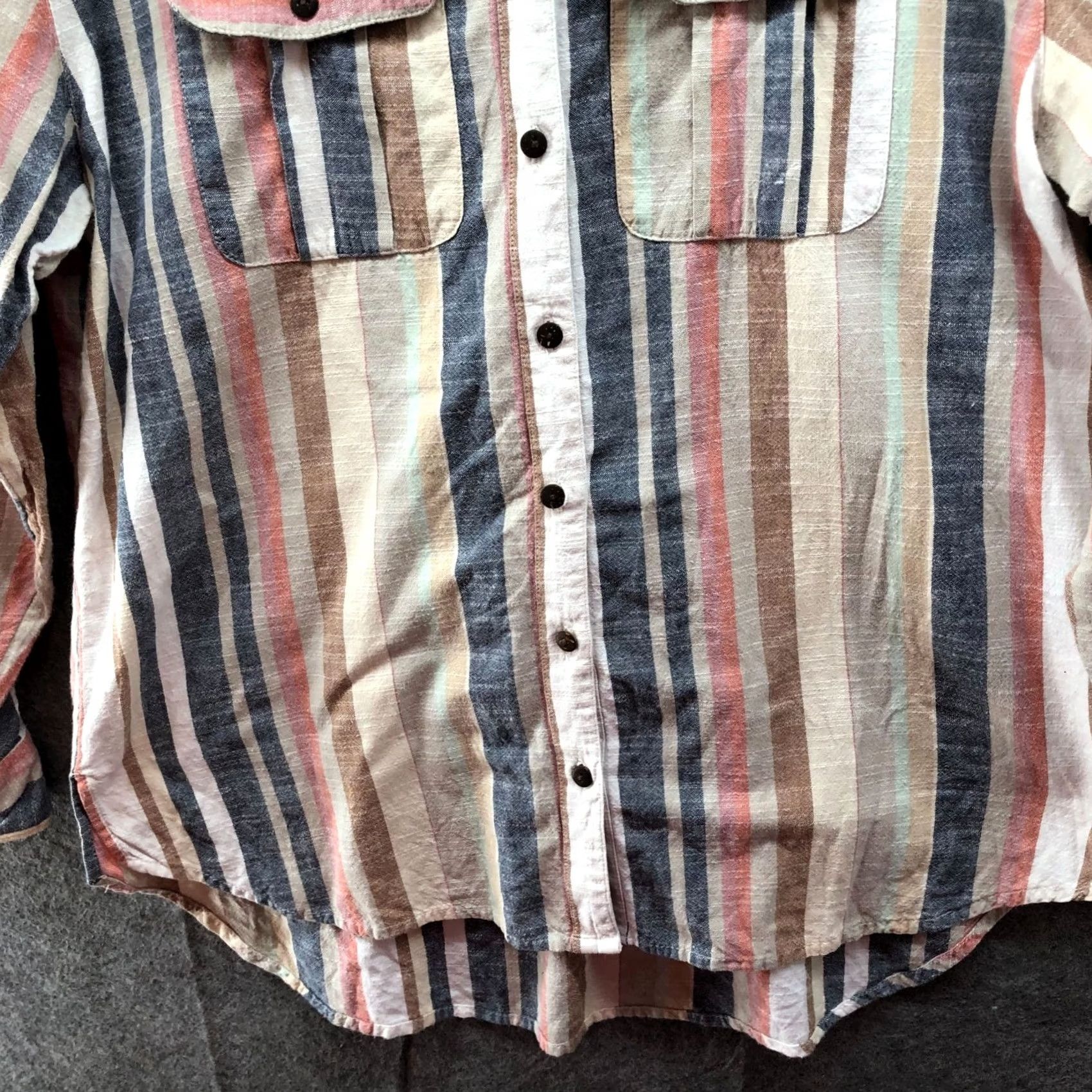 Urban Outfitters VINTAGE Urban Outfitters Button-Down Shirt Mens S Striped Beige Long Sleeve Cotton Shirt Size US S / EU 44-46 / 1 - 4 Thumbnail