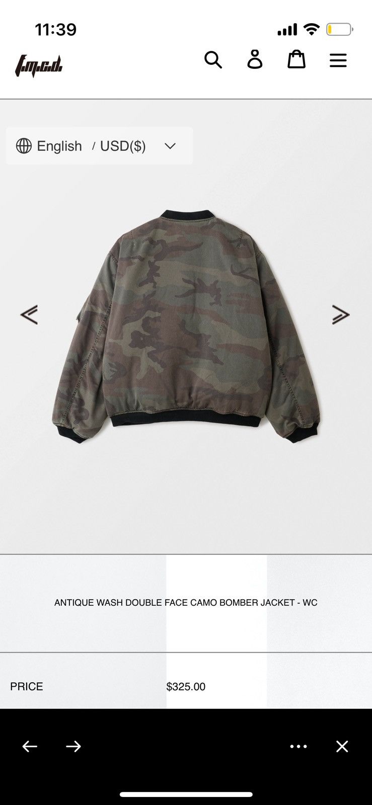 Fostex Garments Fostex Garments ANTIQUE WASH DOUBLE FACE CAMO BOMBER JACKET Size US M / EU 48-50 / 2 - 5 Thumbnail