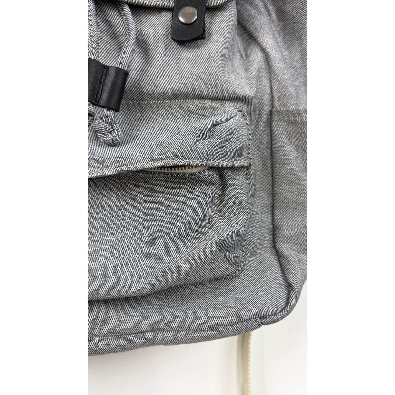 Everlane Everlane Backpack Mens Gray Cotton Drawstring Flap Pocket Casual Canvas Bag Size ONE SIZE - 2 Thumbnail