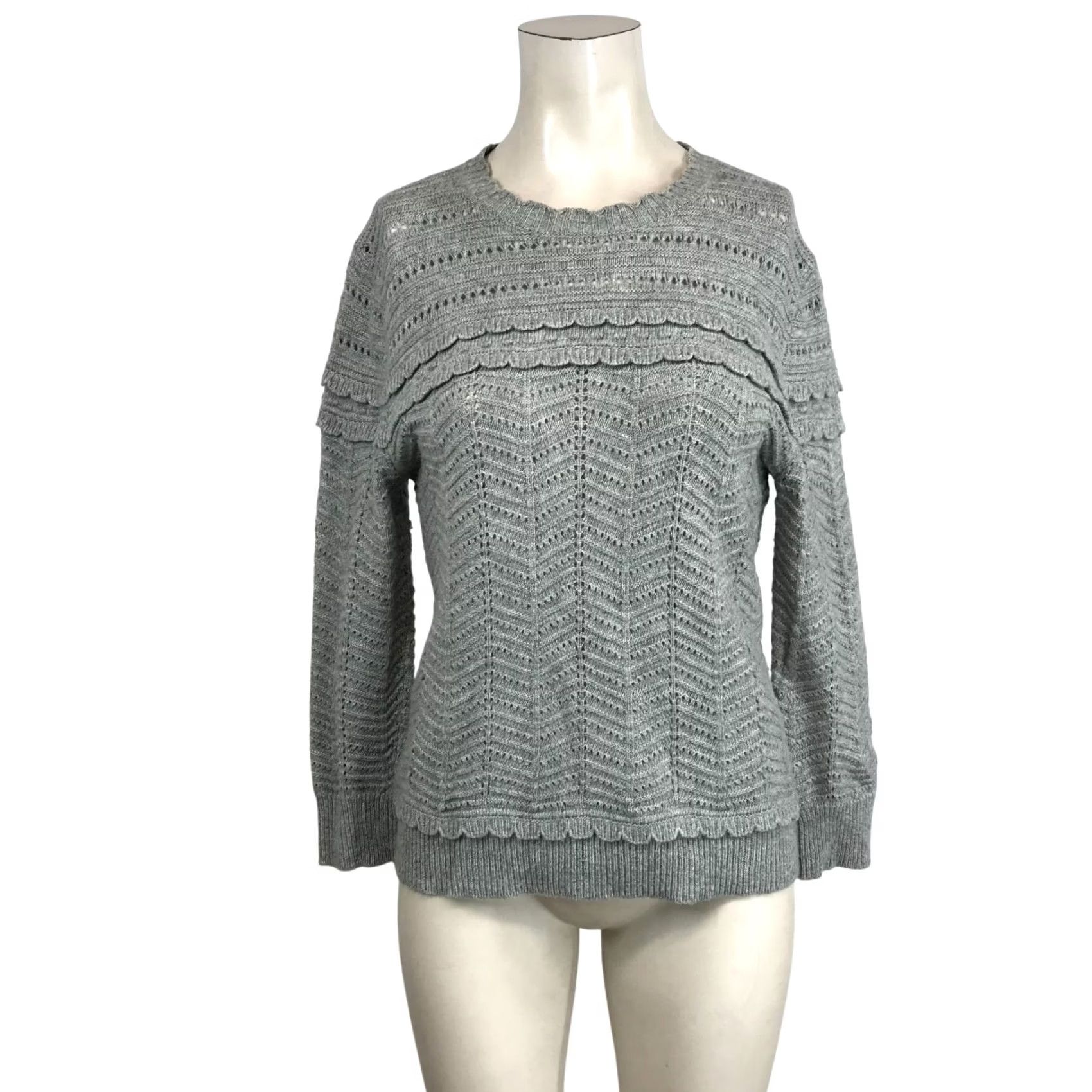 J.Crew J.CREW Sweater Shirt Women Small Gray Long Sleeve Round Neck Wool Blend Pullover Pullover Regular" Size S / US 4 / IT 40 - 2 Thumbnail