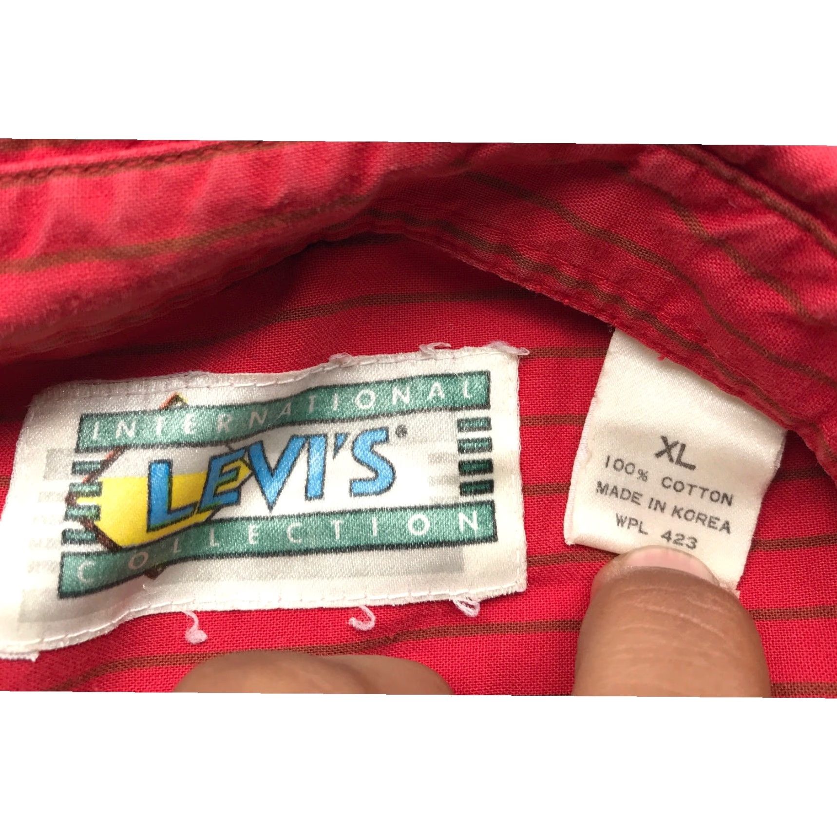 Vintage VINTAGE Levis International Collection Button Up Shirt Men XL Long Sleeve Pinstripe Red Logo Buttons Shirt Mens XL Size US XL / EU 56 / 4 - 3 Thumbnail