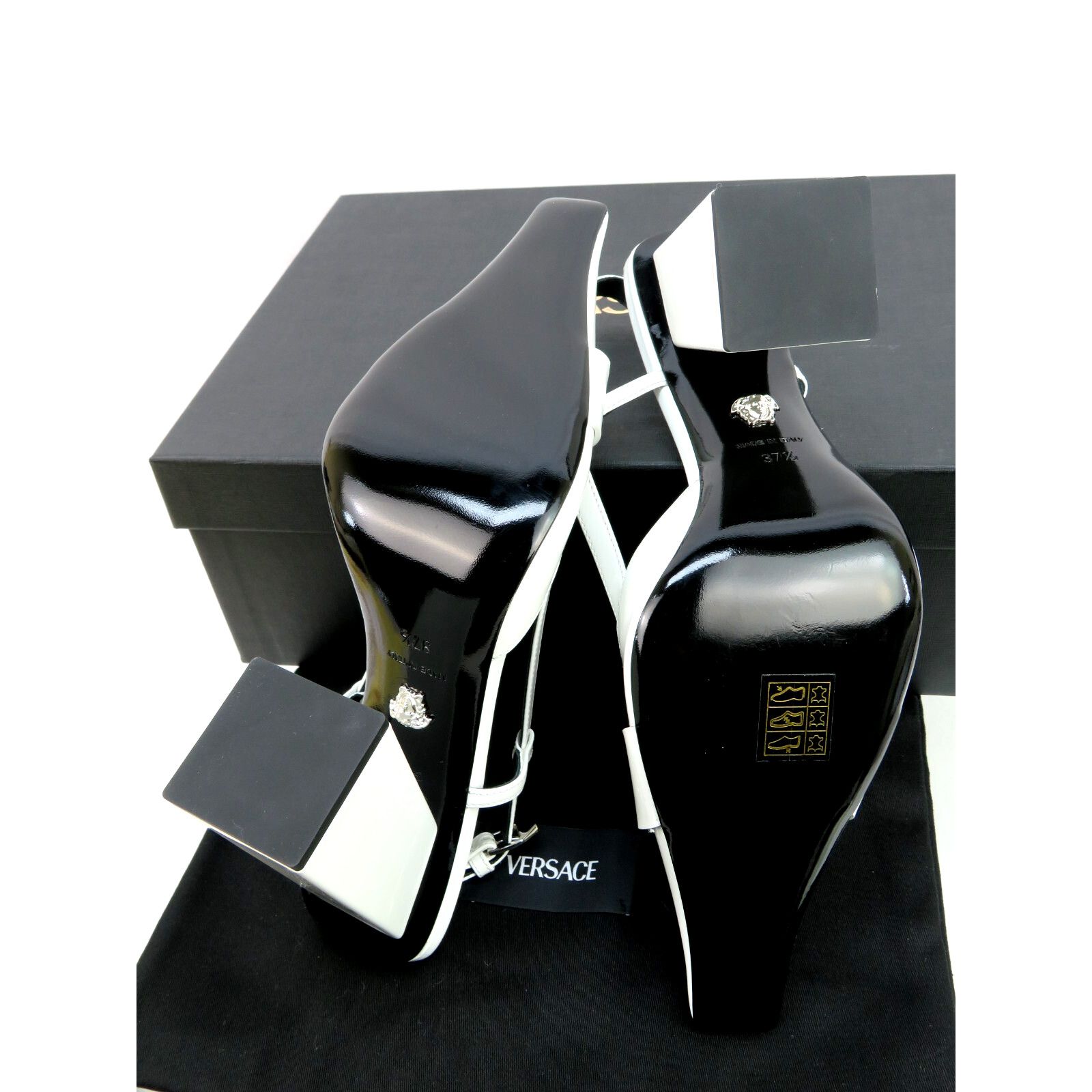 Versace VERSACE WHITE PATENT LEATHER MEDUSA HEAD SANDALS PUMPS 37.5 Size US 7.5 / IT 37.5 - 9 Thumbnail