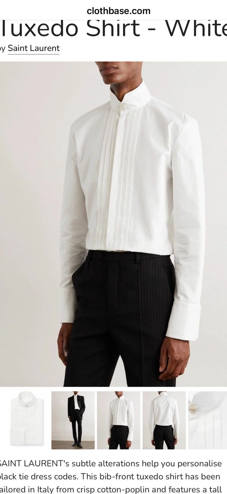 Saint laurent mens tuxedo shirt. 41/16/L. $1150