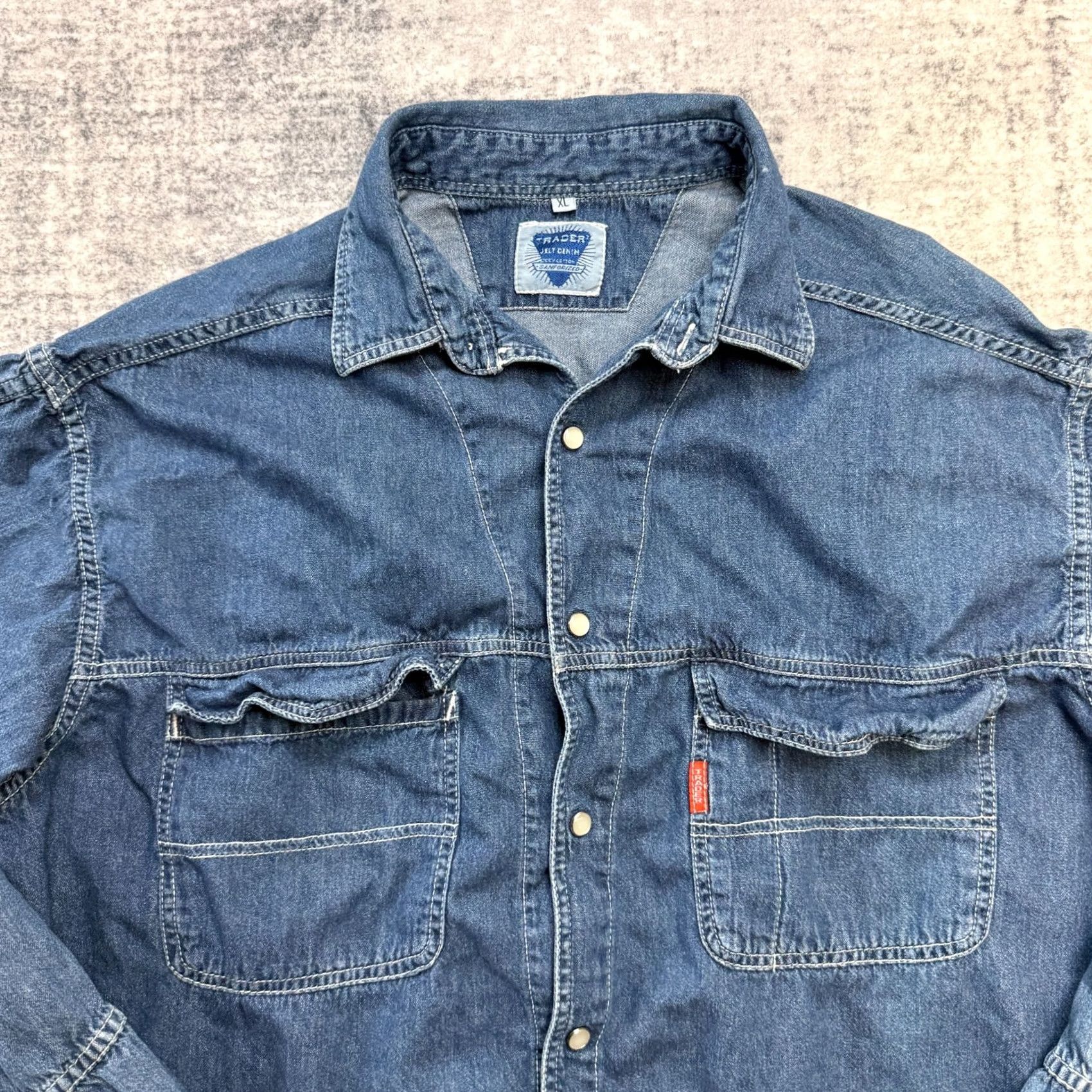Doublet VINTAGE Trader Shirt Mens XL Blue VTG Jelt Denim Adult Pearl Snap Sanforized Double Pocket Italy Size US XL / EU 56 / 4 - 4 Thumbnail