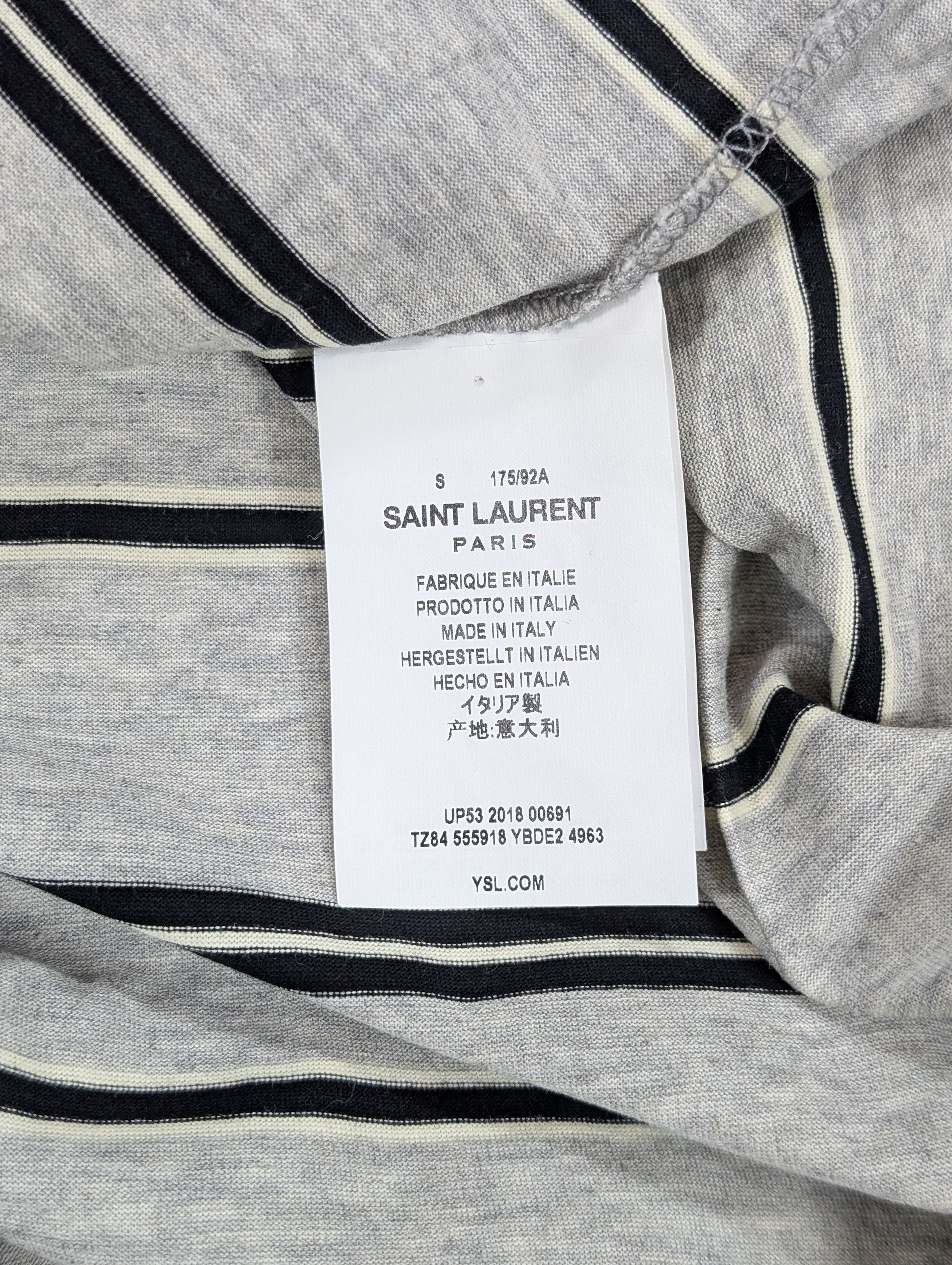 Saint Laurent Paris Saint Laurent SS18 Hedi Slimane Black Grey Striped T Shirt Size US S / EU 44-46 / 1 - 5 Thumbnail