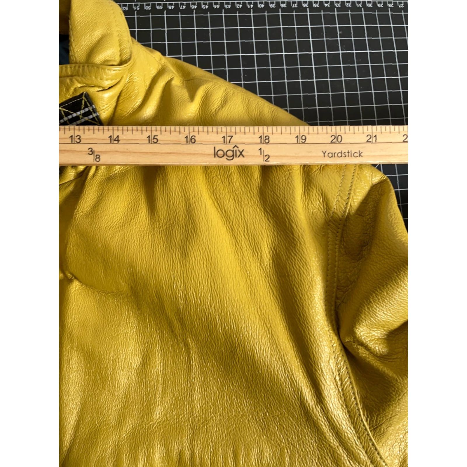 Perry Ellis America Leather Jacket Bomber Adult M Yellow Blue Striped 90s Hip Hop Vintage Mens