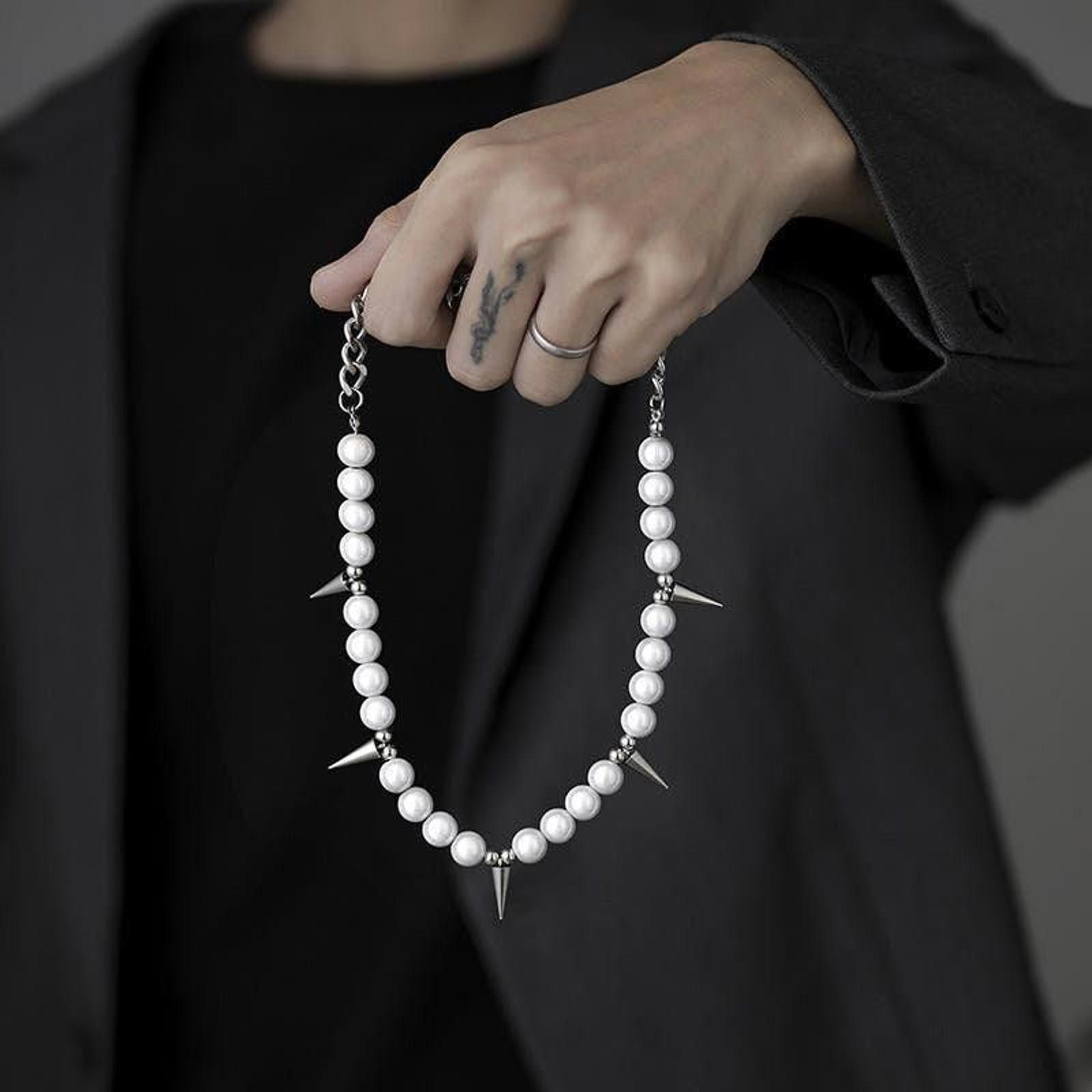 Jewelry Pearl Spiked Chain Necklace Size ONE SIZE - 3 Thumbnail