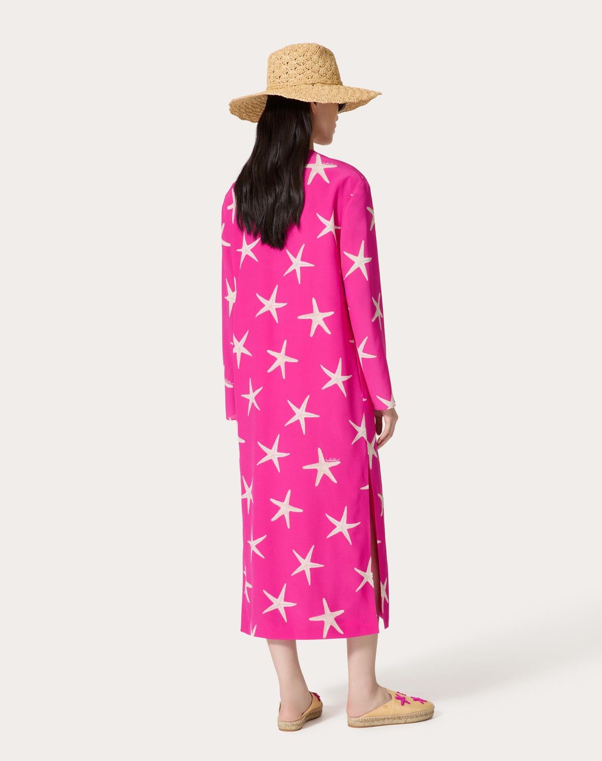 Valentino o1s1wg110525 Starfish Crepe De Chine Midi Dress in Pink Size S / US 4 / IT 40 - 4 Thumbnail