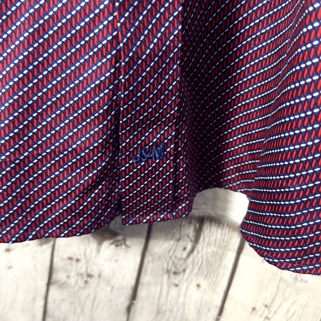 Johnston & Murphy Johnston & Murphy Shirt Mens Medium Red Blue Flip Cuff Fish All Over Print AOP Geometric Print Long Sleeve Button-Up Reg Regular Color Multicolor B2B Size US M / EU 48-50 / 2 - 4 Thumbnail