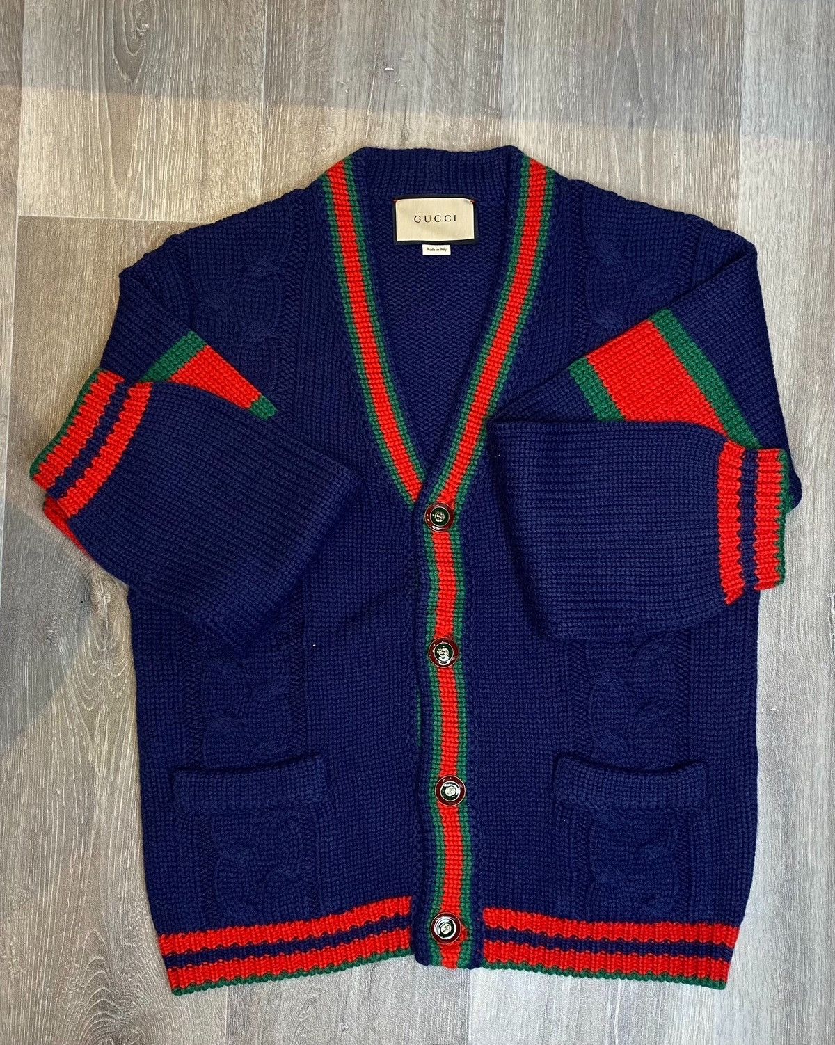 Gucci Gucci Navy Cable Knit Cardigan | Grailed