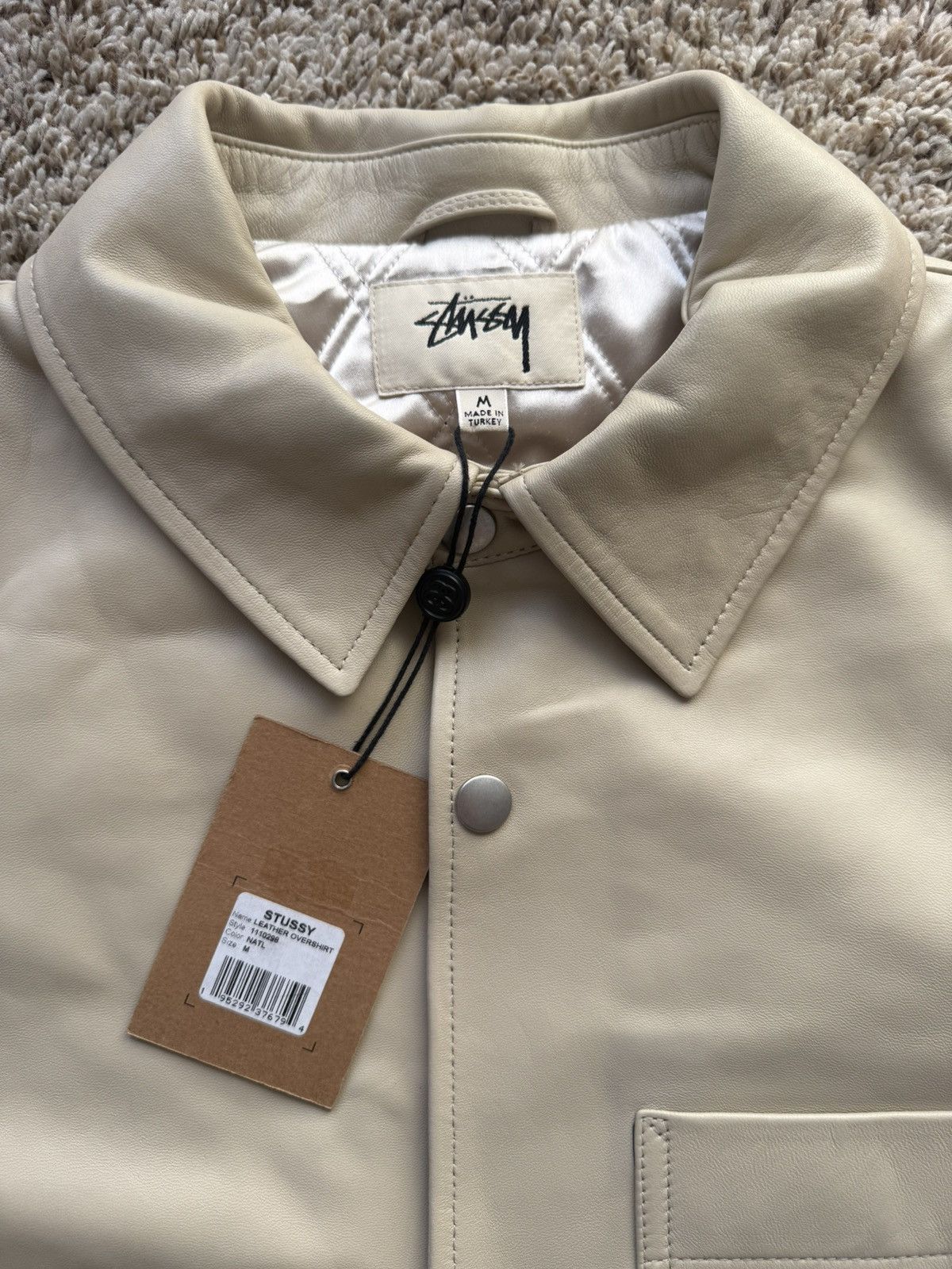 Stussy Stussy Leather Overshirt Jacket Natural Beige Size US M / EU 48-50 / 2 - 8 Thumbnail