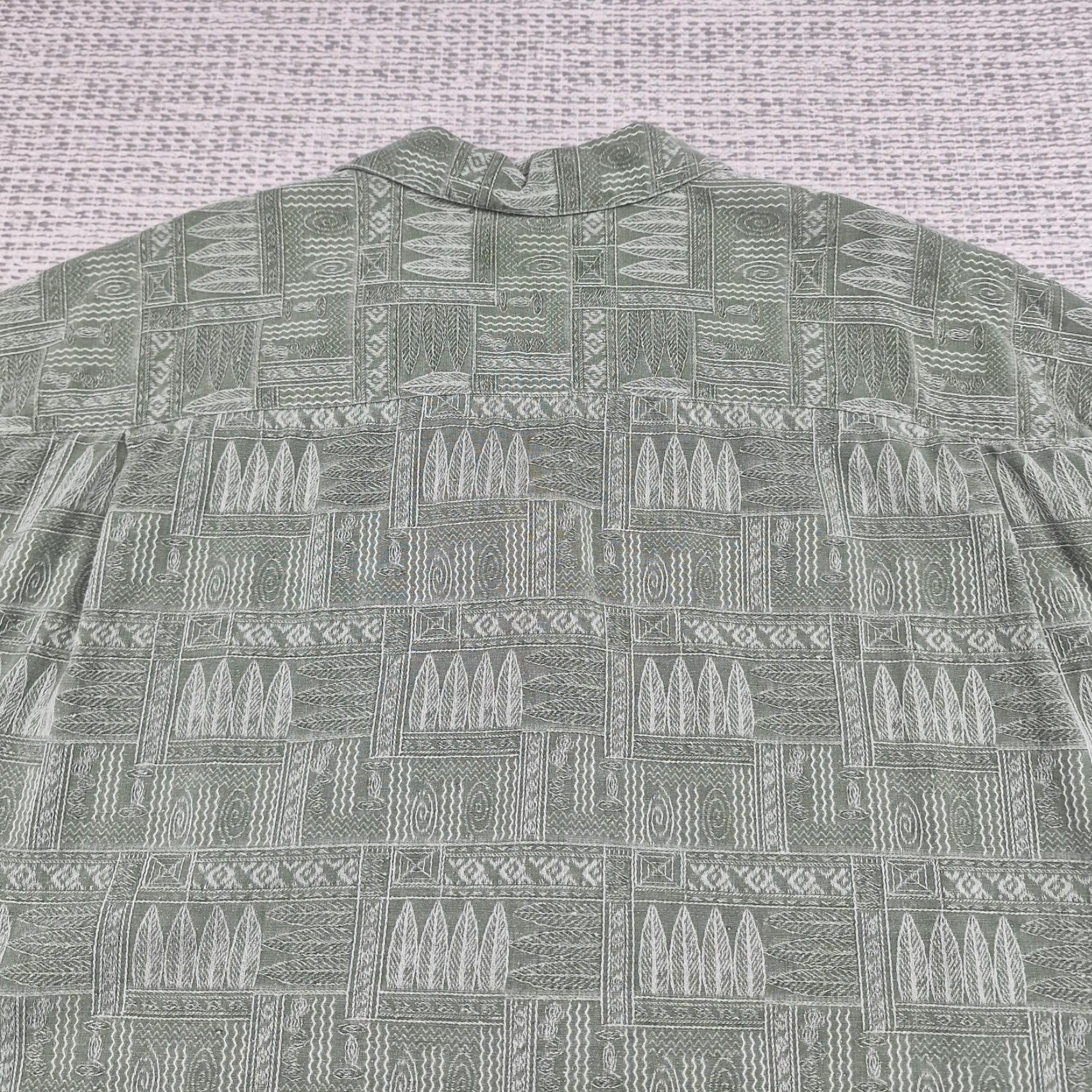 ALOHAS VINTAGE Jamaica Jaxx Button Up Shirt Mens 2XL Green Silk Geometric Hawaiian Aloha Size US XXL / EU 58 / 5 - 6 Thumbnail