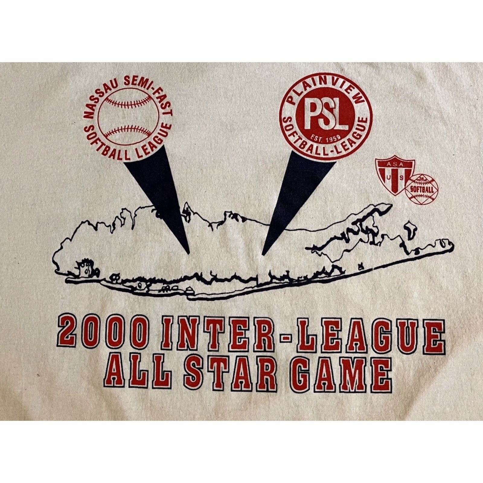 Jerzees VINTAGE Jerzees Shirt Men’s XL White 2000s All Star Softball Nassau Plainview Graphic Print City Retro Sports Century-Old? Size US XL / EU 56 / 4 - 3 Thumbnail
