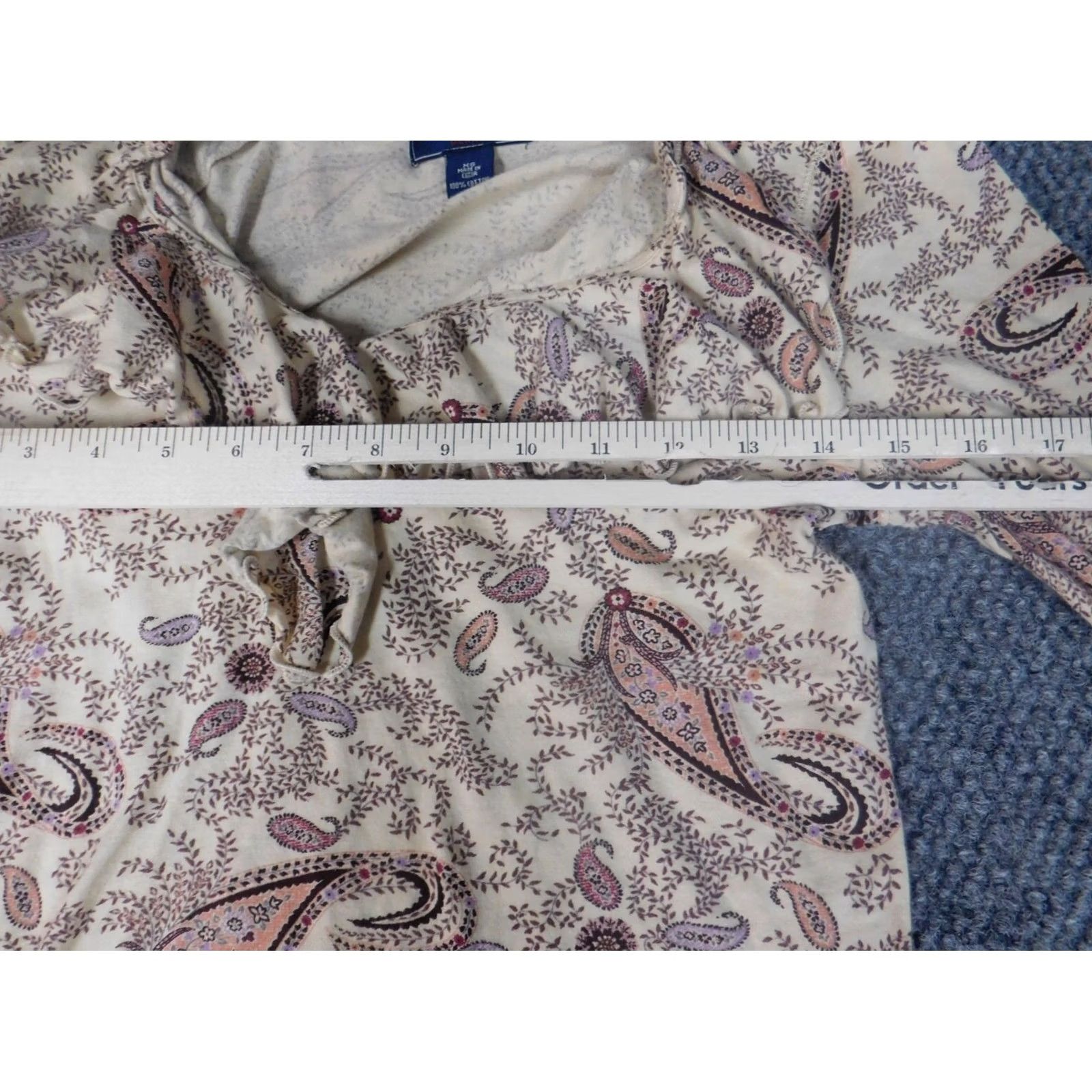 Chaps Chaps Blouse XS Womens Beige Floral Pullover Top Long Sleeve Round Neck Casual Cotton Rayon Shirt Size XS / US 0-2 / IT 36-38 - 4 Thumbnail