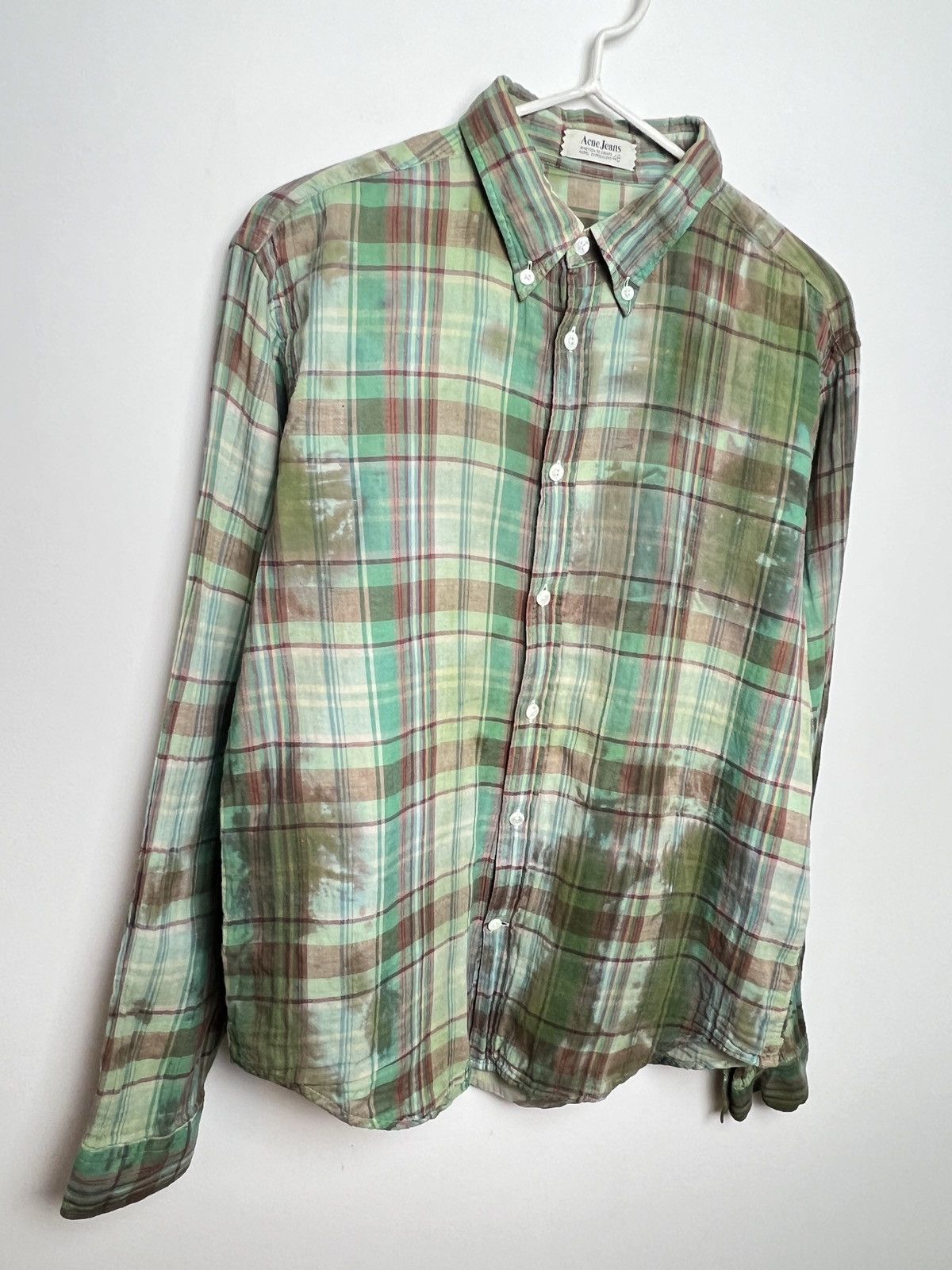 Acne Studios acne vintage travis plaid flannel shirt bleached tie dye y2k Size US M / EU 48-50 / 2 - 6 Thumbnail