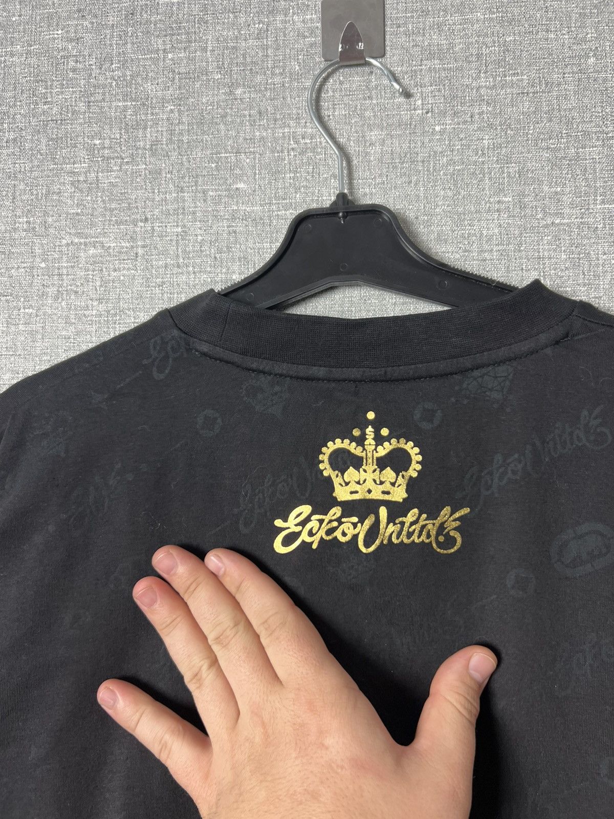 Christian Audigier Ecko Unltd Black Graphic Logo Monogram All Over Print Tee Size US XL / EU 56 / 4 - 8 Thumbnail