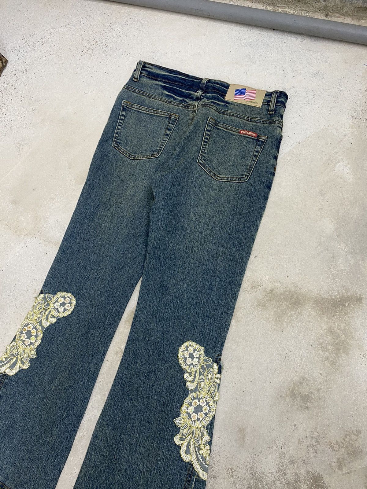 If Six Was Nine × Japanese Brand × Le Grande Bleu (L.G.B.) Flare Unisex PantoMime Mud Washed Embroid Flower Patchwork Size US 27 - 6 Thumbnail