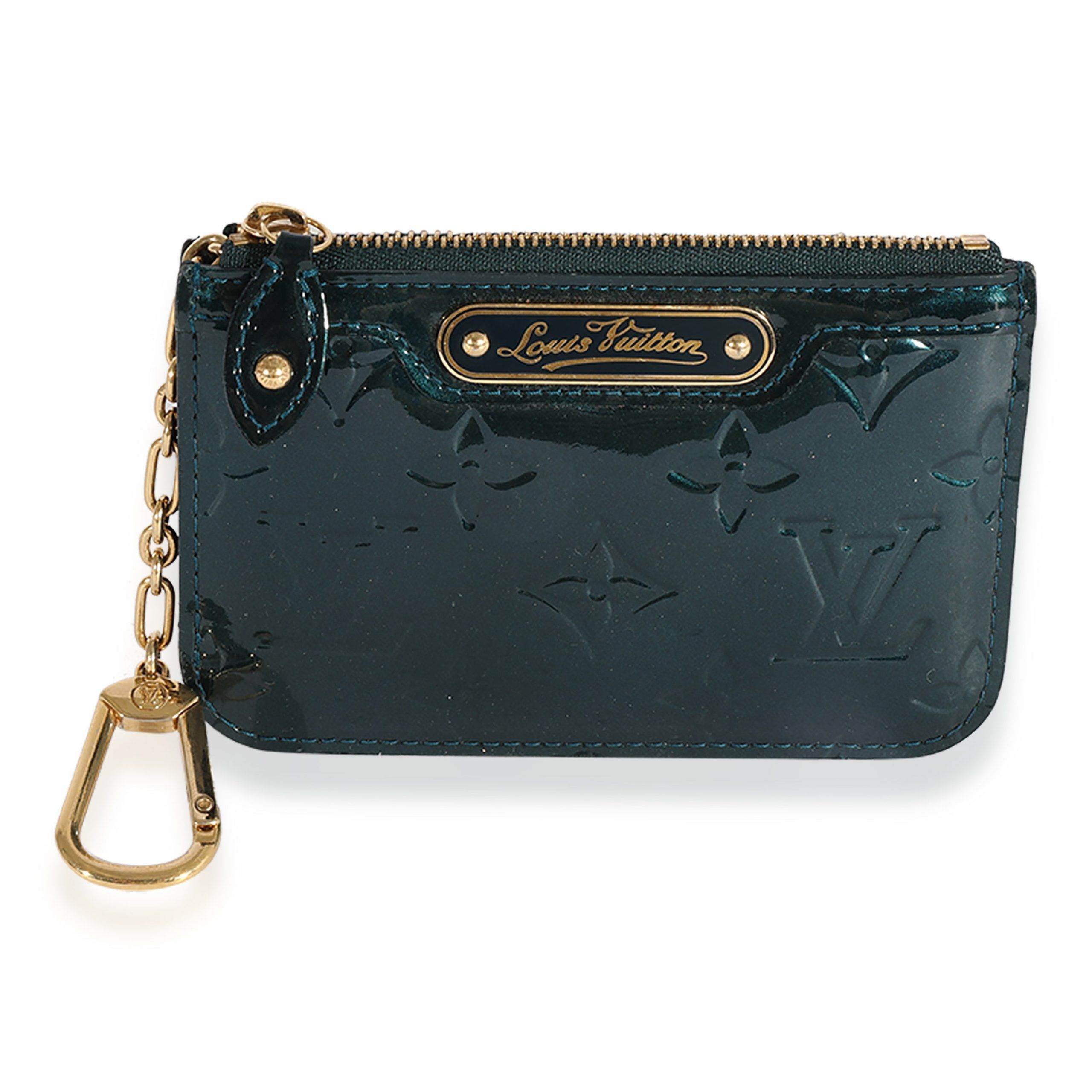 Image of Louis Vuitton Bleu Nuit Monogram Vernis Key Pouch in Black, Women's