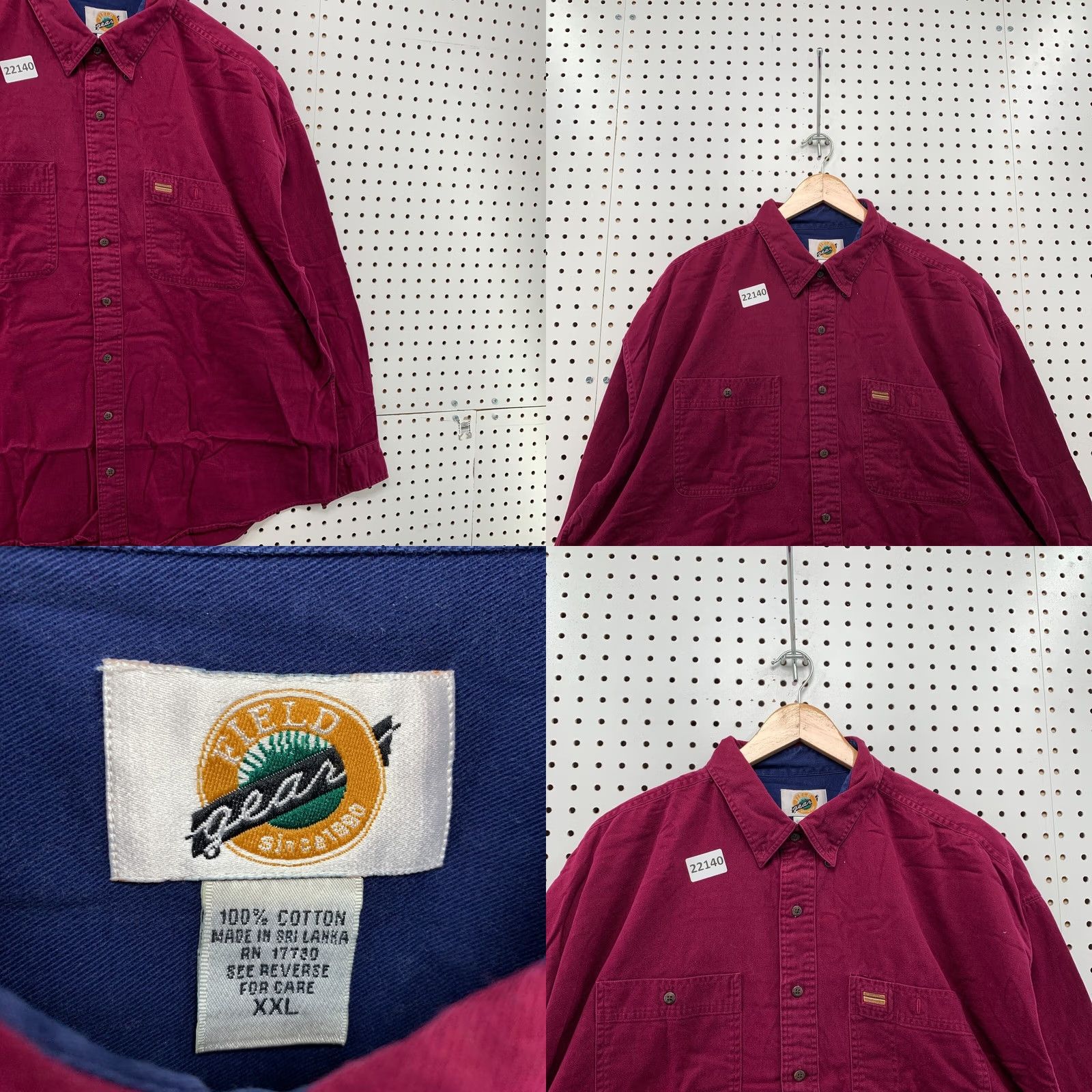 Vintage Field Gear Button Down Shirt Purple Long Sleeve Mens 2XL Pocket Size US XXL / EU 58 / 5 - 8 Thumbnail