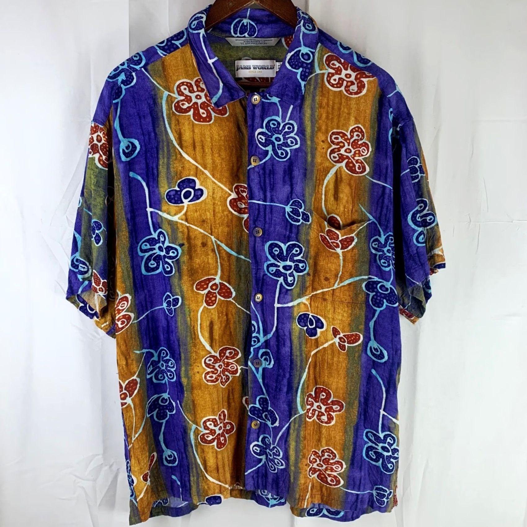 Jams World VINTAGE Jams World Button-Down Shirt Mens XL Purple Yellow Floral Charms Made in Hawaii Size US XL / EU 56 / 4 - 2 Thumbnail