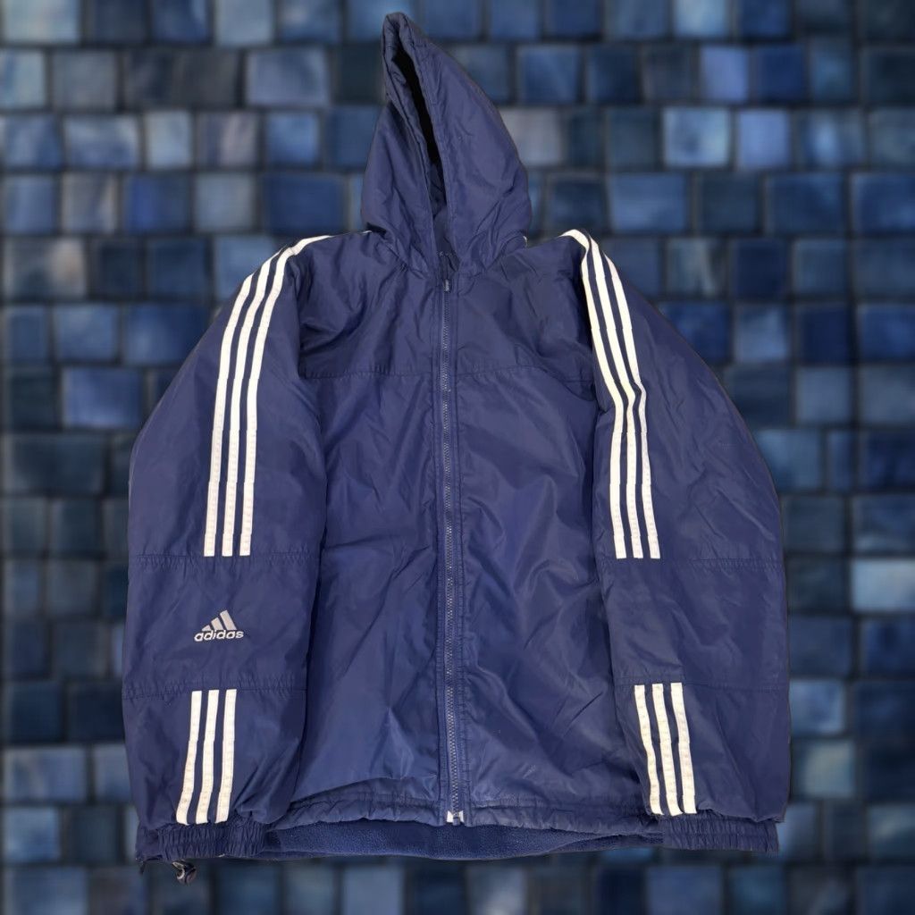 Adidas VINTAGE Adidas Blue Gray Full Zip Reversible Hooded Jacket Nylon Fleece 2XL Size US XXL / EU 58 / 5 - 1 Thumbnail