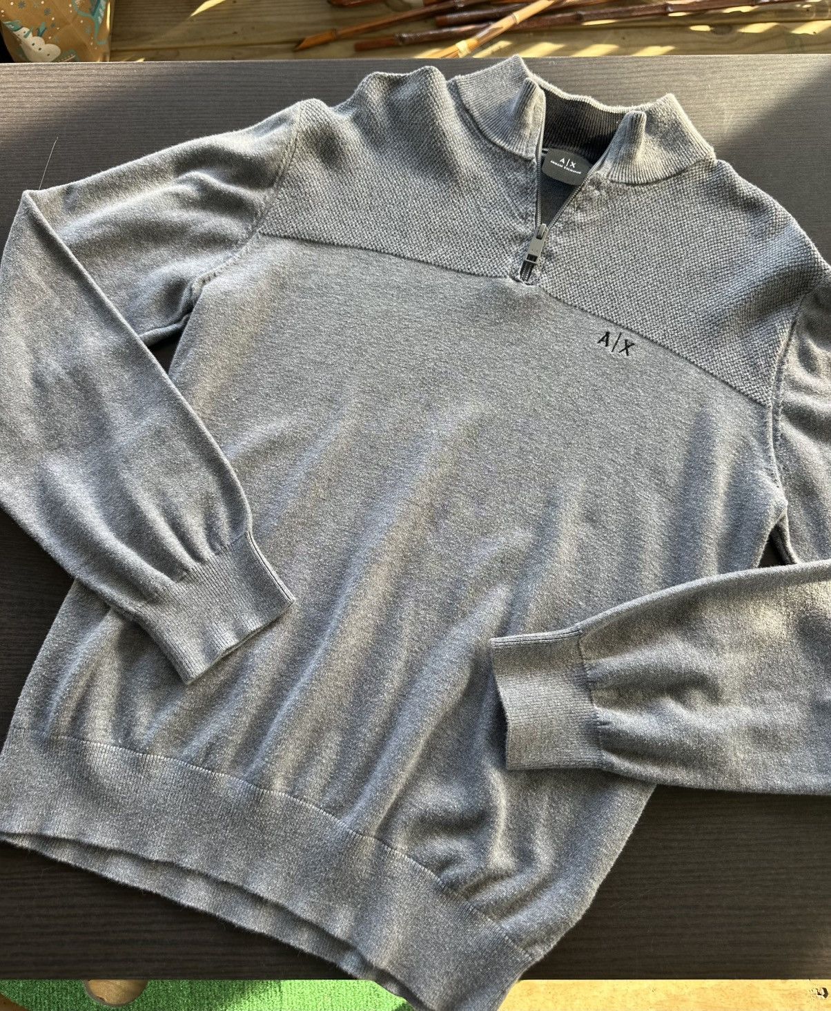 Armani Exchange Armani Exchange Quarter Zip Grey Pullover Sweater Size M Size US M / EU 48-50 / 2 - 1 Thumbnail