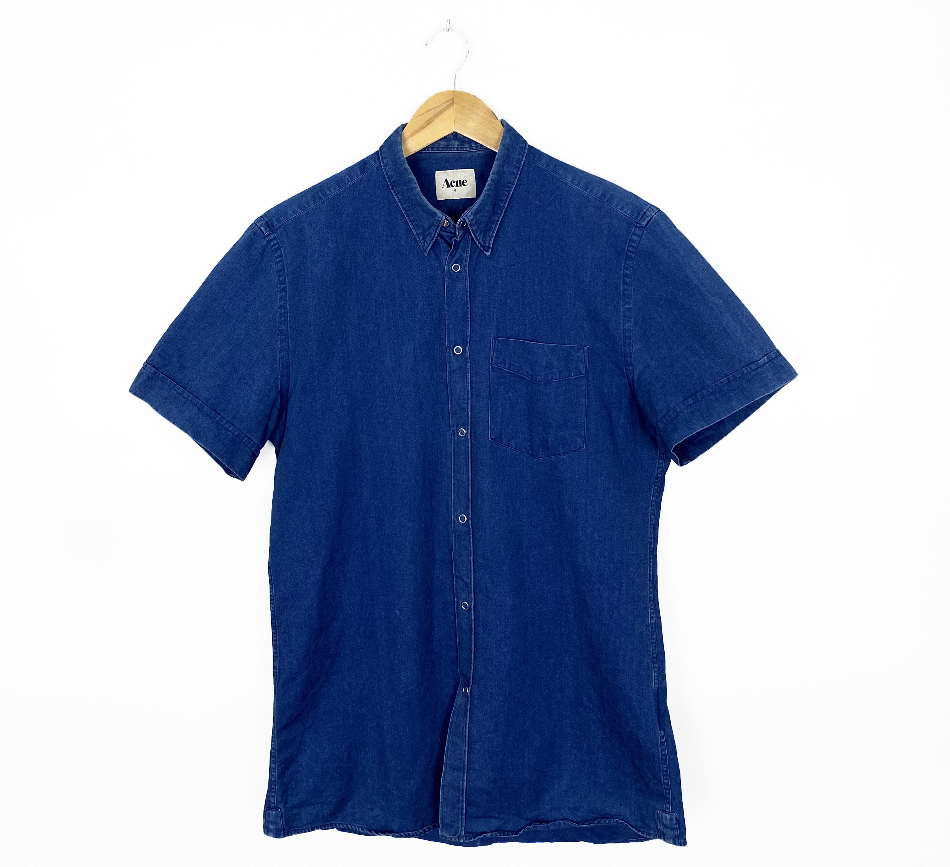Acne Studios Acne Studios Slim Short Sleeve Denim Button Up Shirt Size 48 Size US M / EU 48-50 / 2 - 1 Thumbnail
