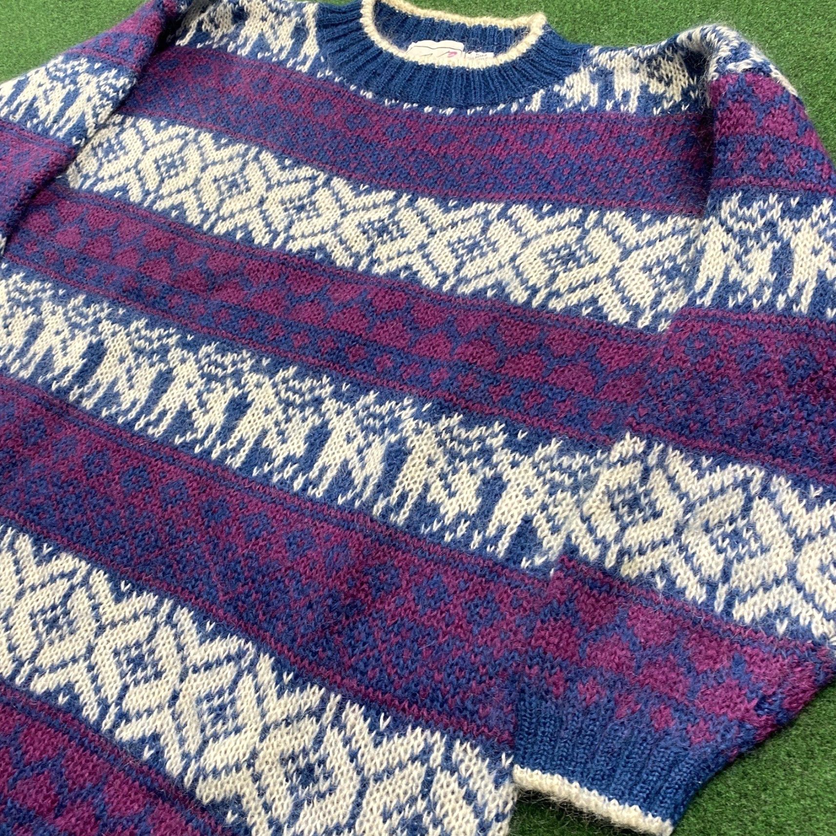 Vintage VINTAGE Striped Mohair Sweater Mens L White 90S Fuzzy Hairy Pullover Sweatshirt Graphic Print Logo Crew Neck Long Sleeve Size US L / EU 52-54 / 3 - 2 Thumbnail